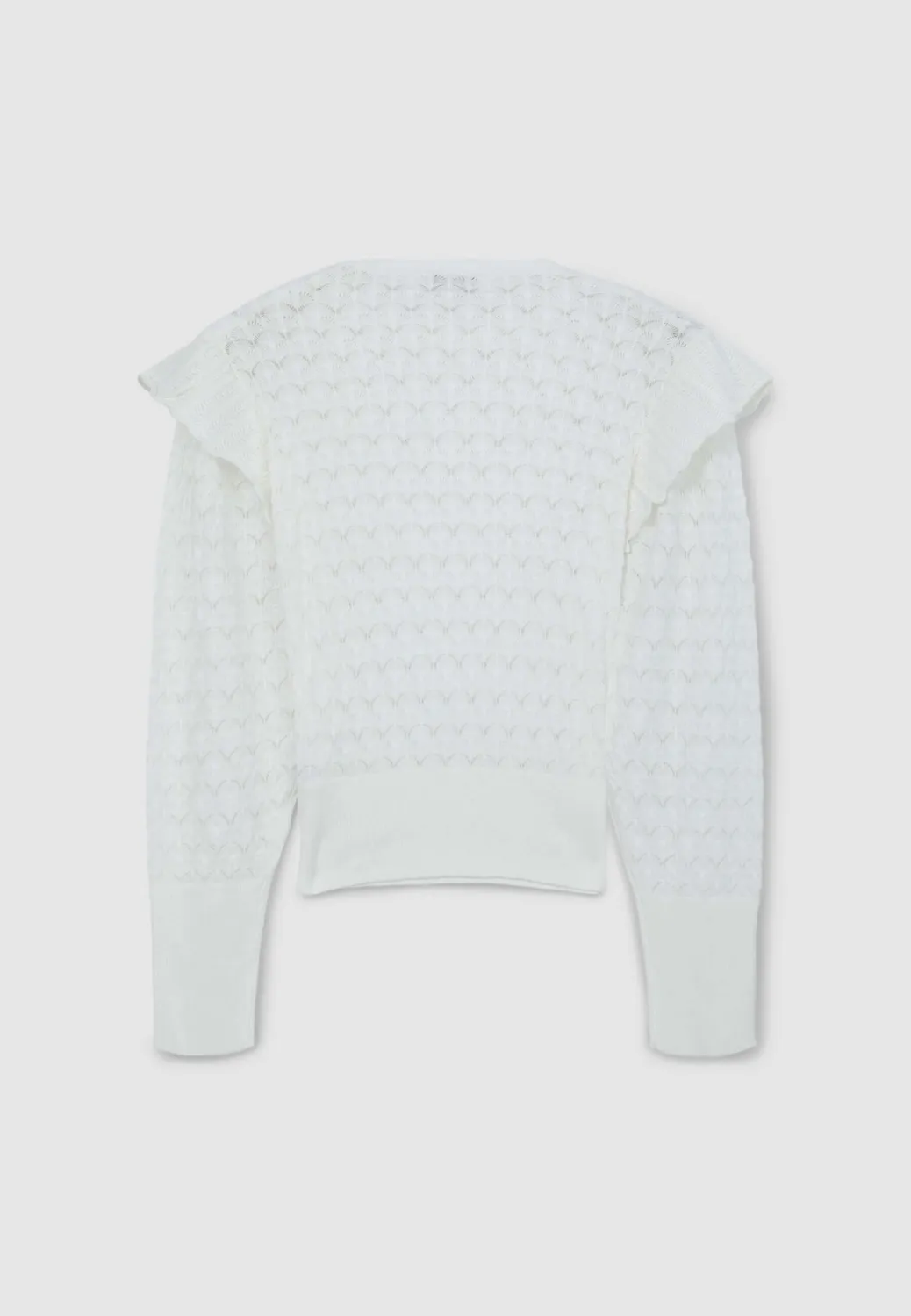 Calliope pull ajoure volants femme manches longues