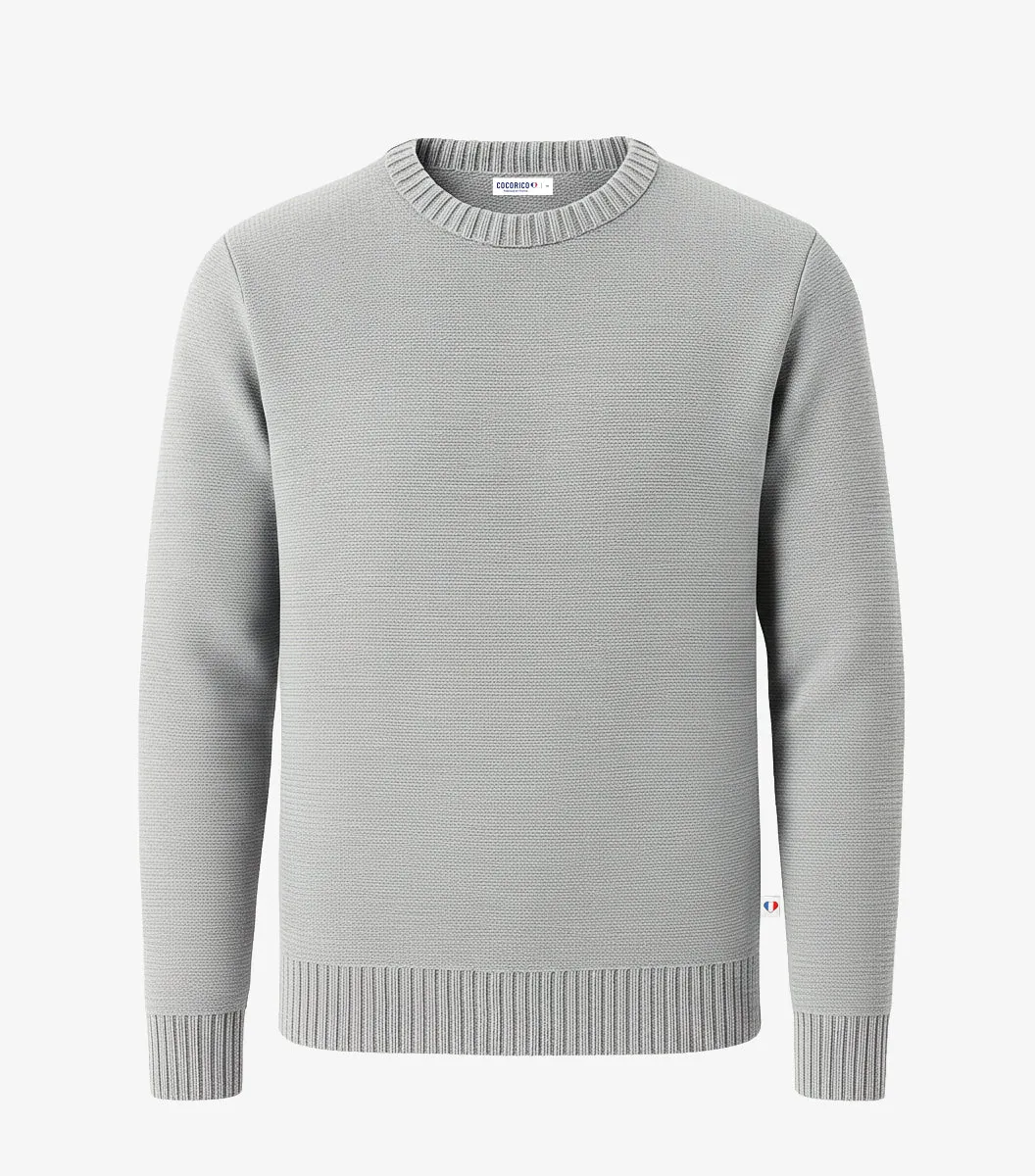 Cocorico Pull Homme Laine Gris col rond
