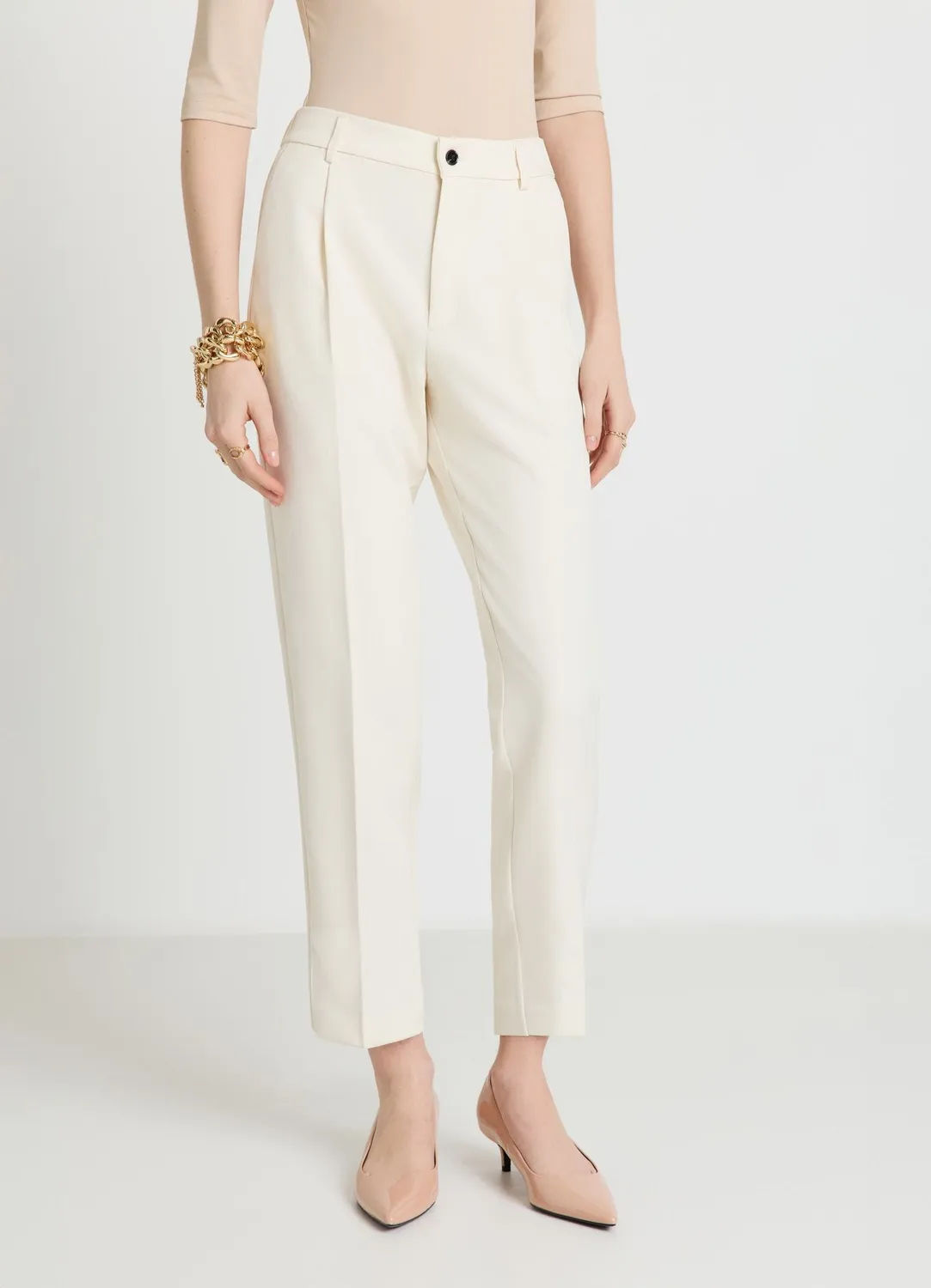 Calliope pantalon droit pinces femme elastique dos bureau