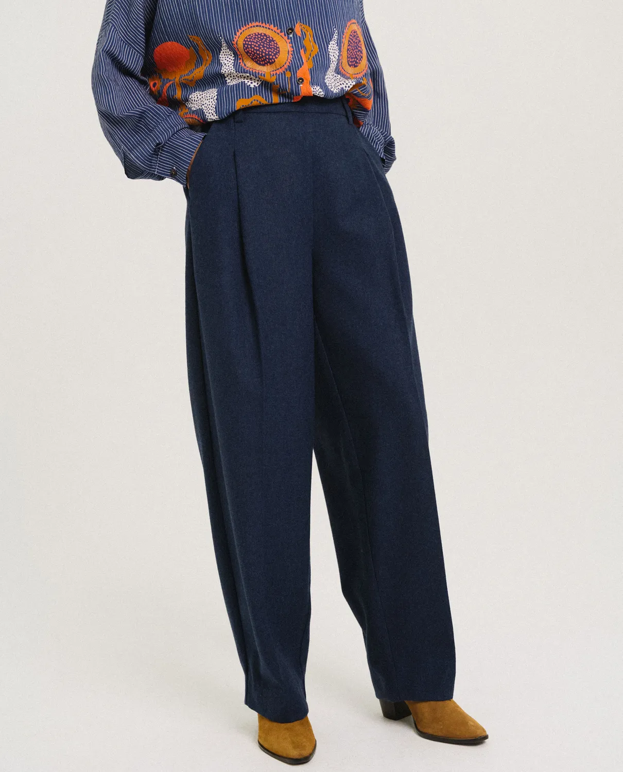 Tinsels Francois pantalon Navy flanelle laine