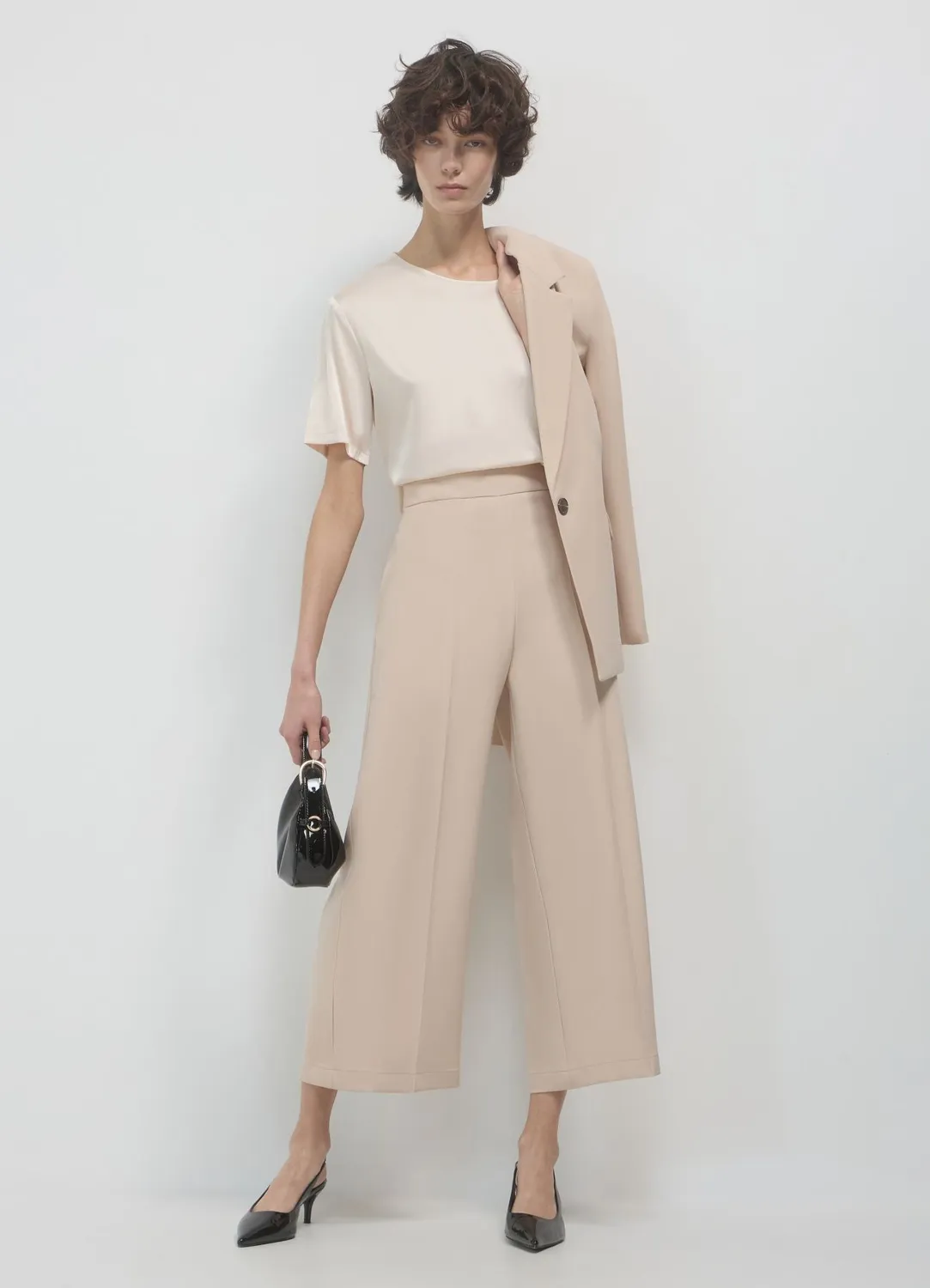 Calliope pantalon palazzo cropped femme uni