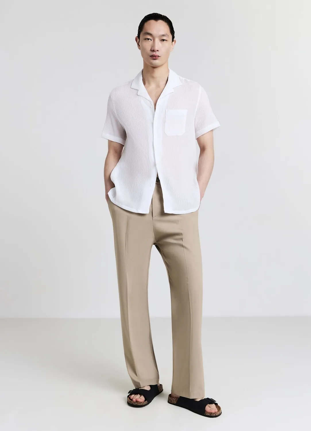 Calliope chemise effet froissé chemise homme manches courtes
