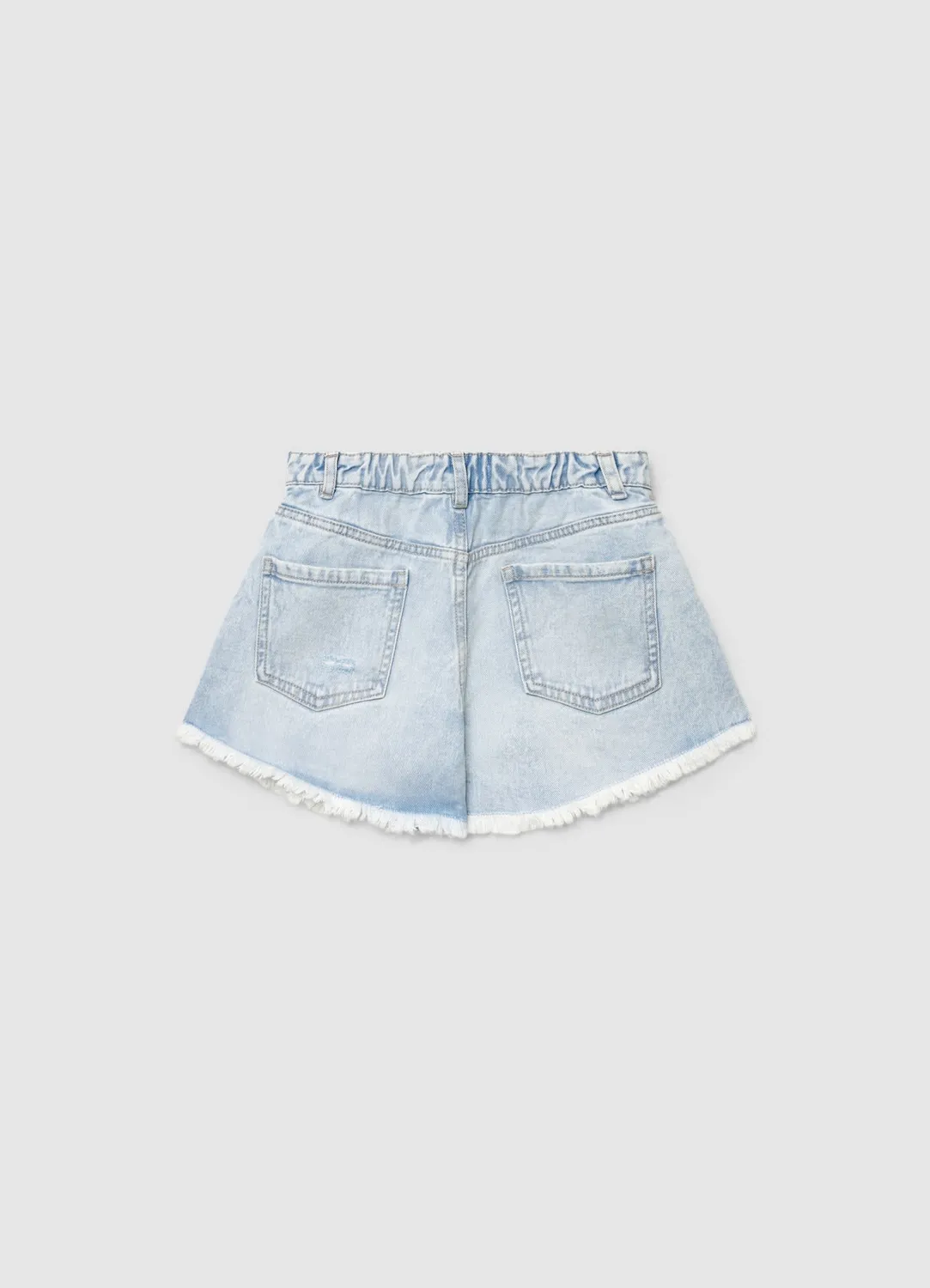Calliope Mom short jean fille franges délavé