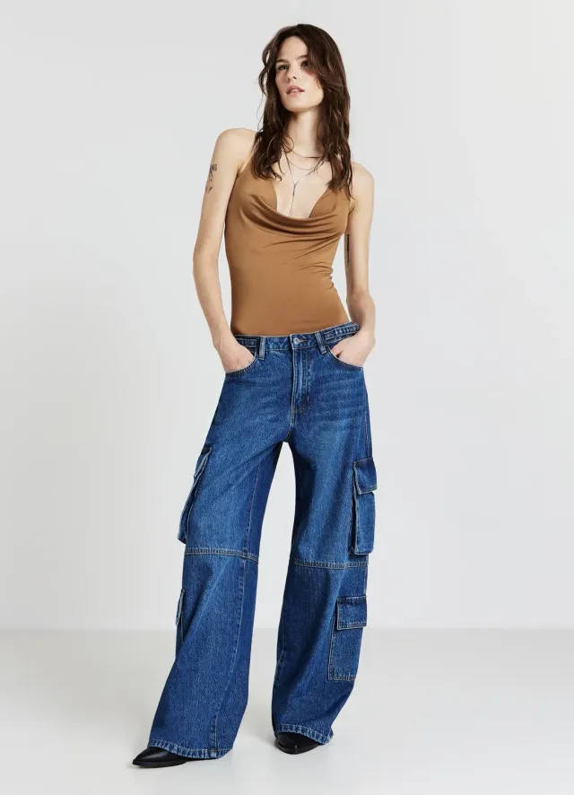 Calliope jean cargo multipoche femme coupe ample