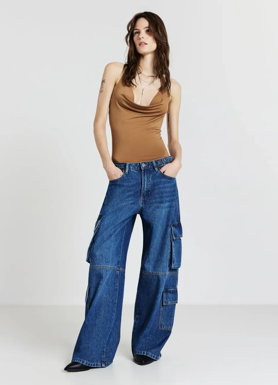 Calliope jean cargo multipoche femme coupe ample
