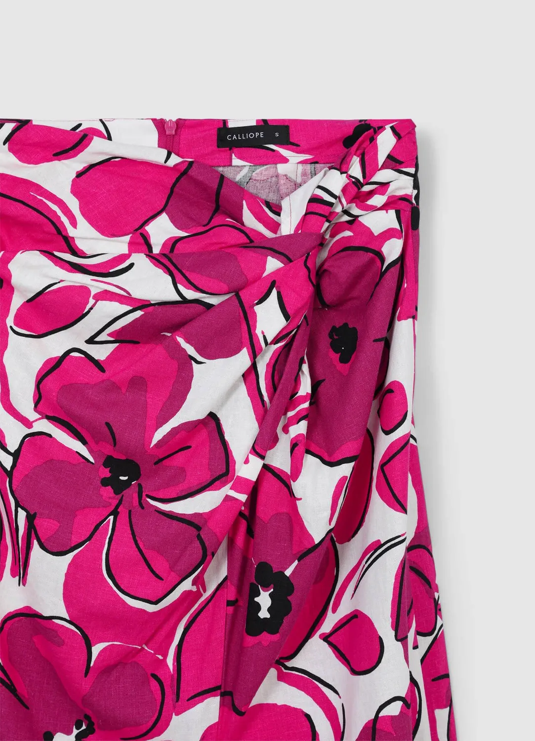 Calliope Jupe Midi à Nœud Fendue Motif Femme