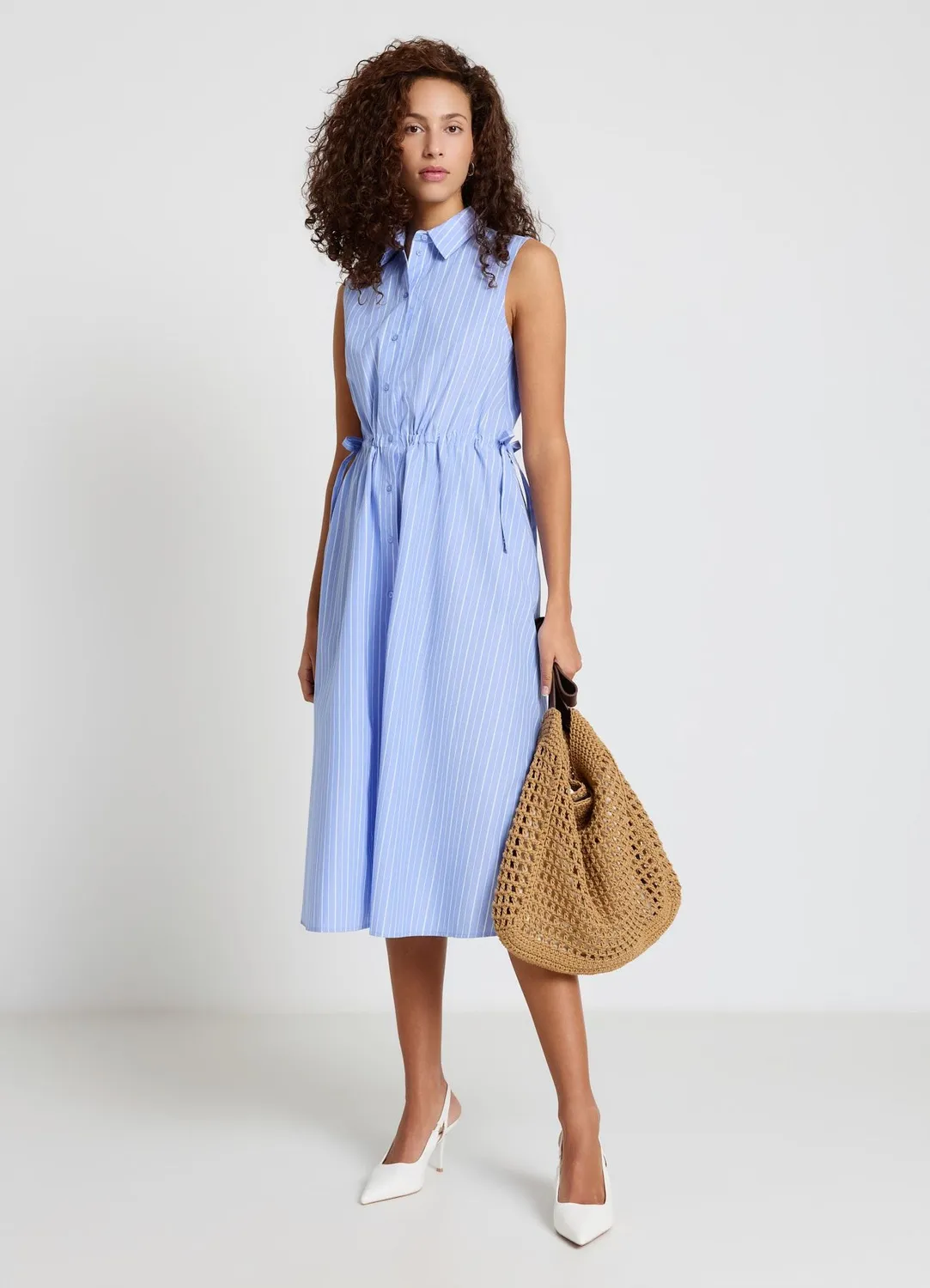 Calliope robe chemisier longue rayée femme lacets