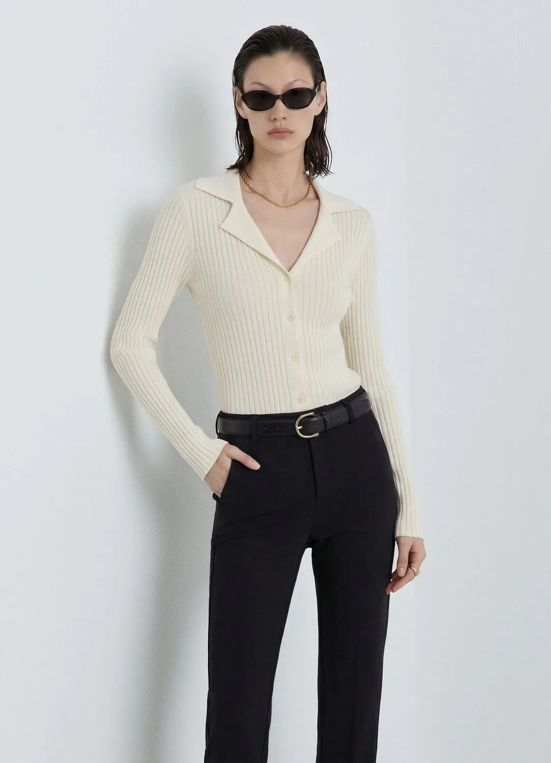 Calliope cardigan côtelé col revers femme