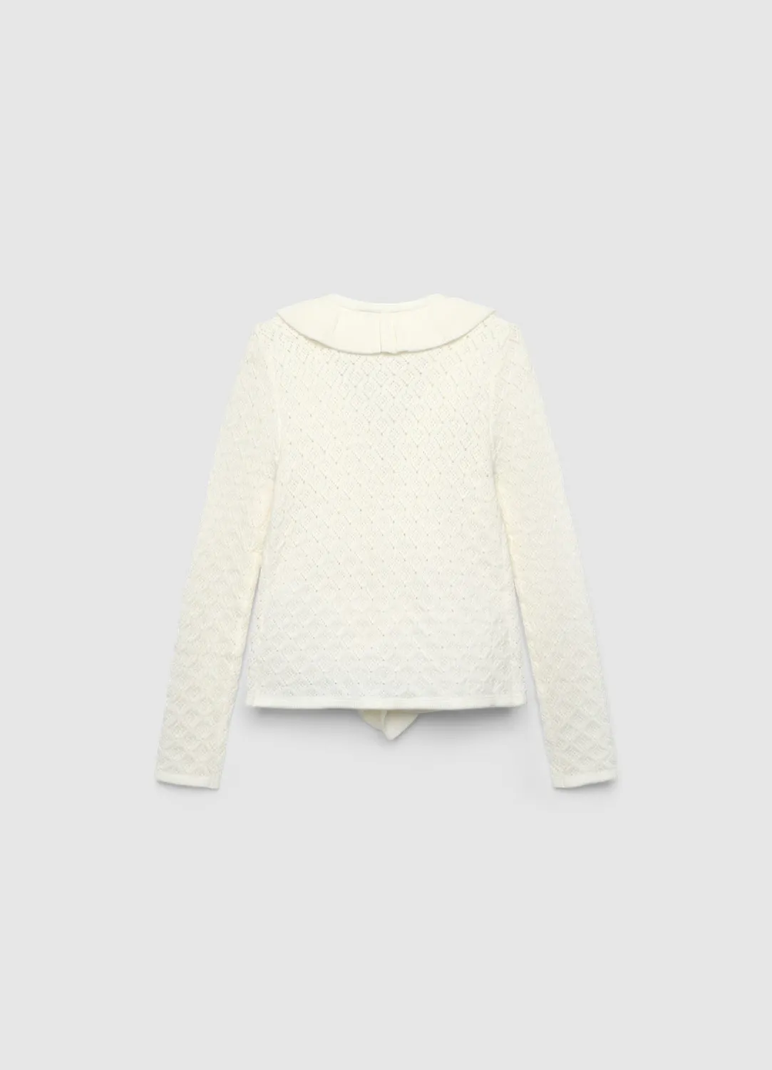 Calliope Cardigan pointelle femme col V à volants