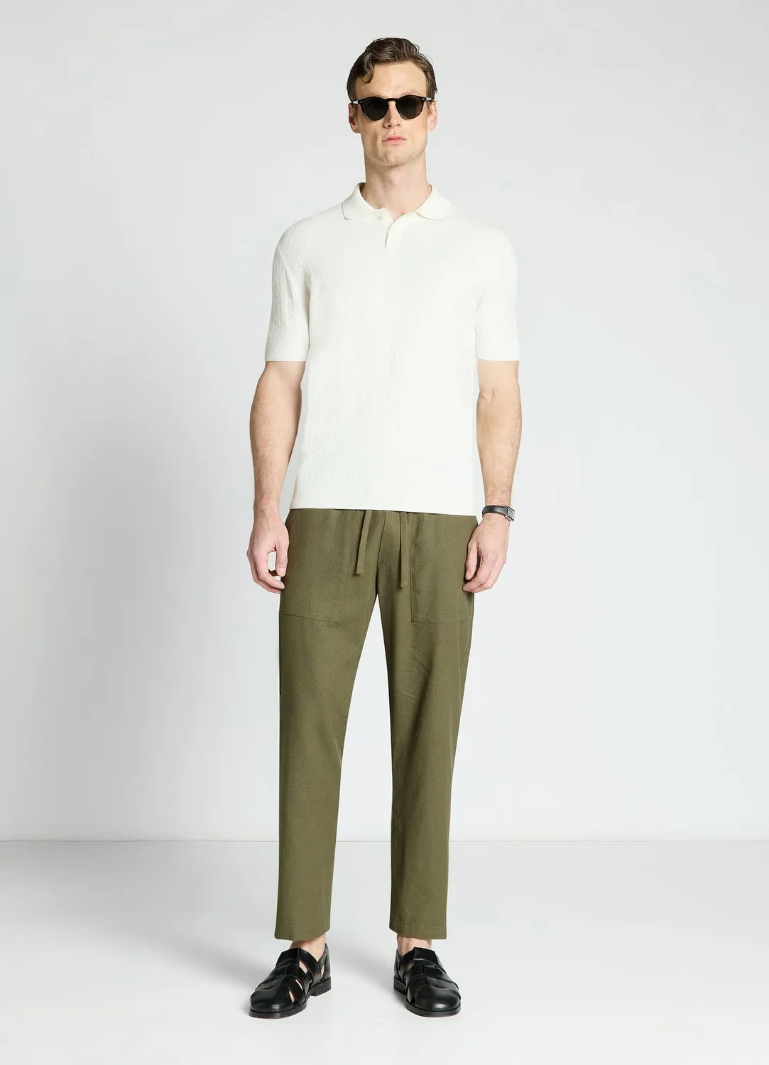 Calliope pantalon jogger homme lin uni taille élastique