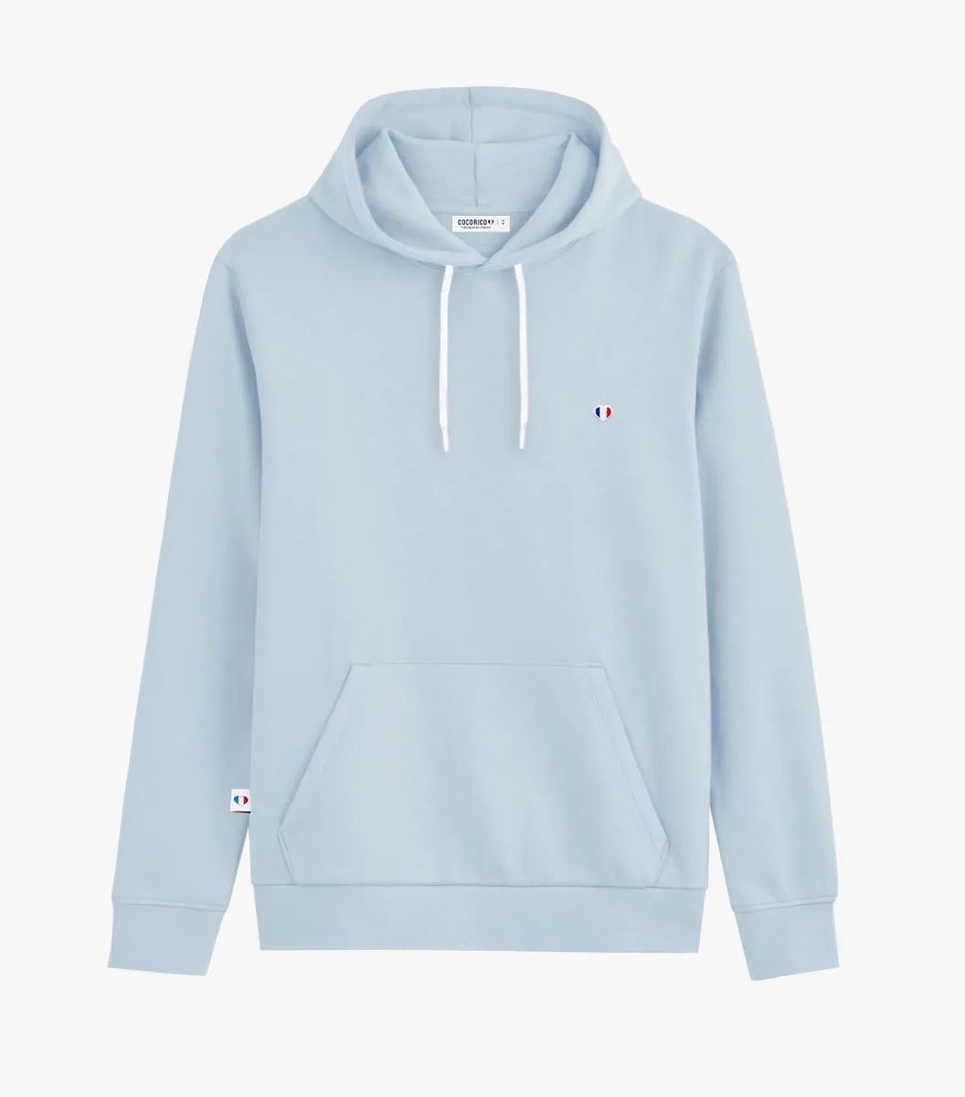 Cocorico Iconique sweat capuche homme ciel coton