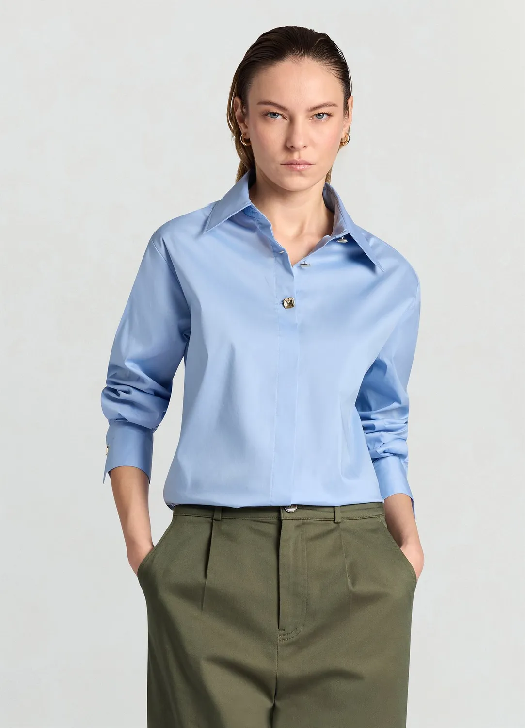 Calliope chemise classique boutons bijou femme bureau