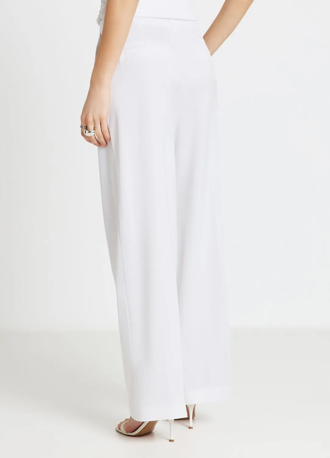 Calliope pantalon long femme simili satin taille haute