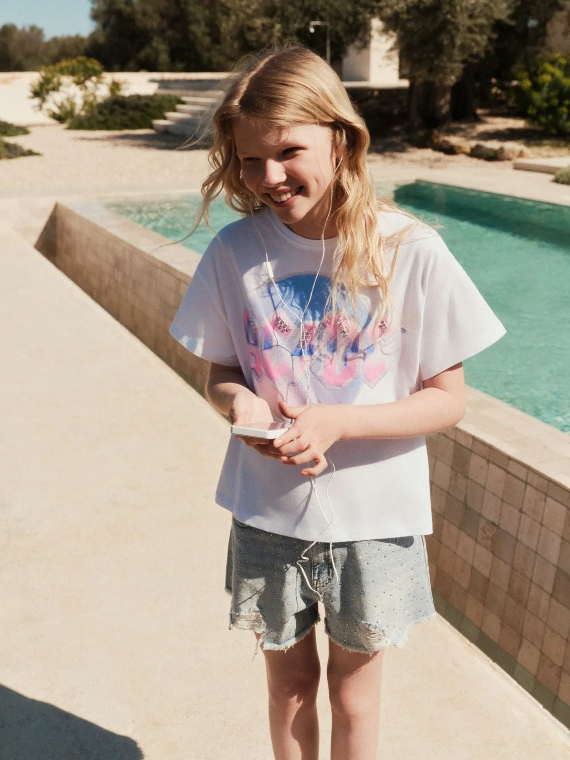 Calliope short mom denim fille strass