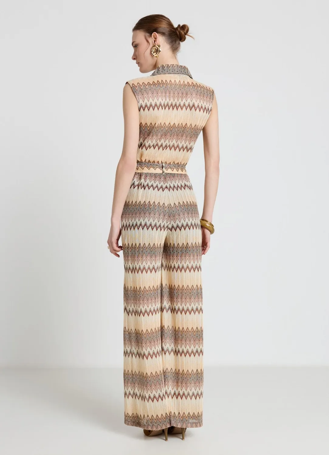 Calliope robe longue sans manches chevrons ceinture