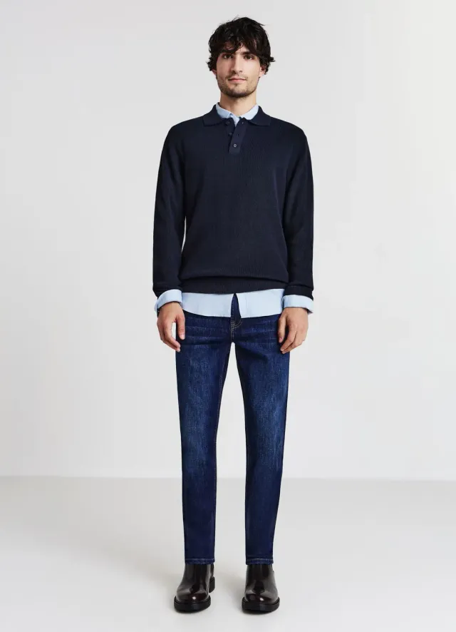 Calliope polo coton homme manches longues boutons