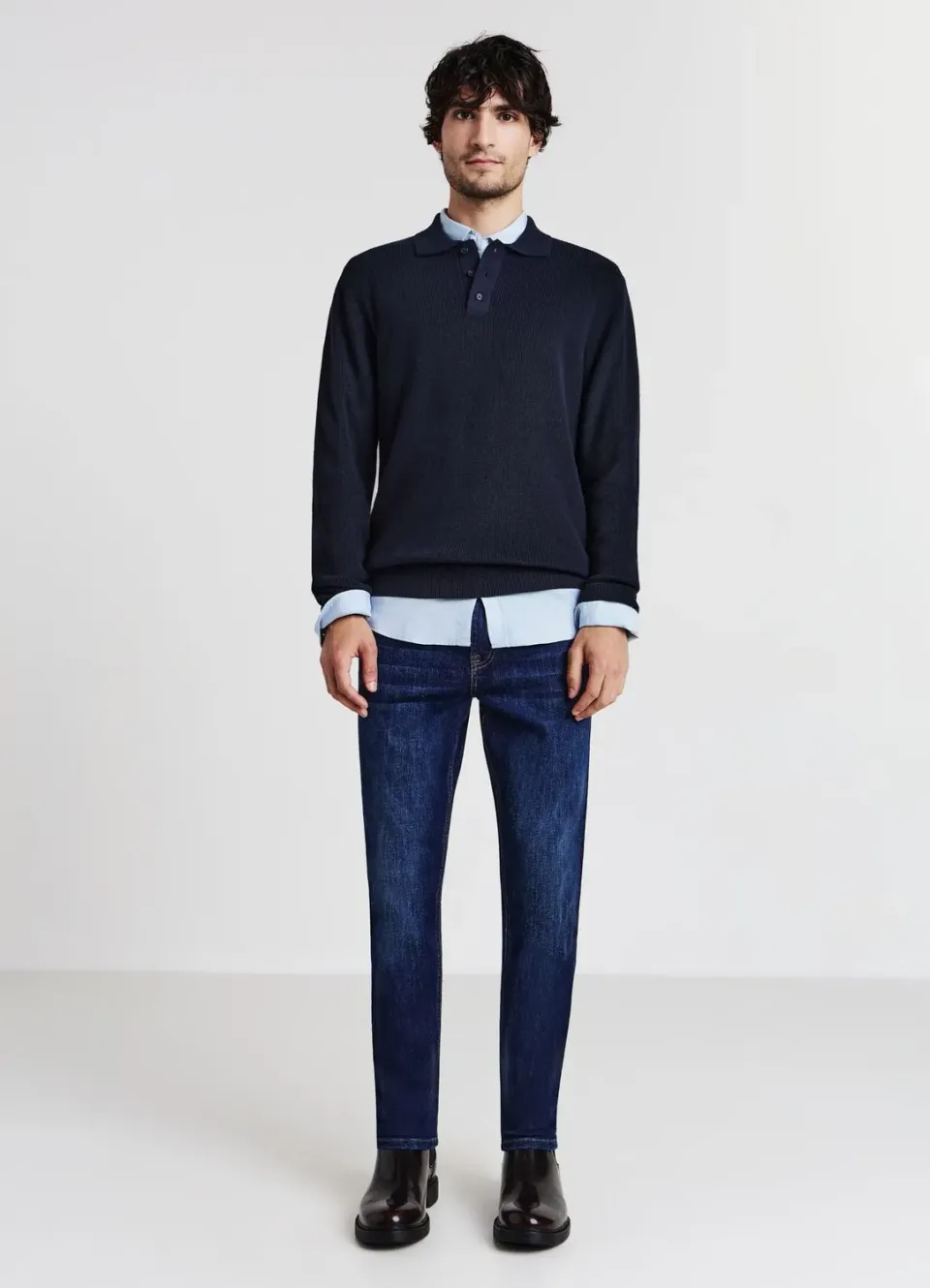 Calliope polo coton homme manches longues boutons