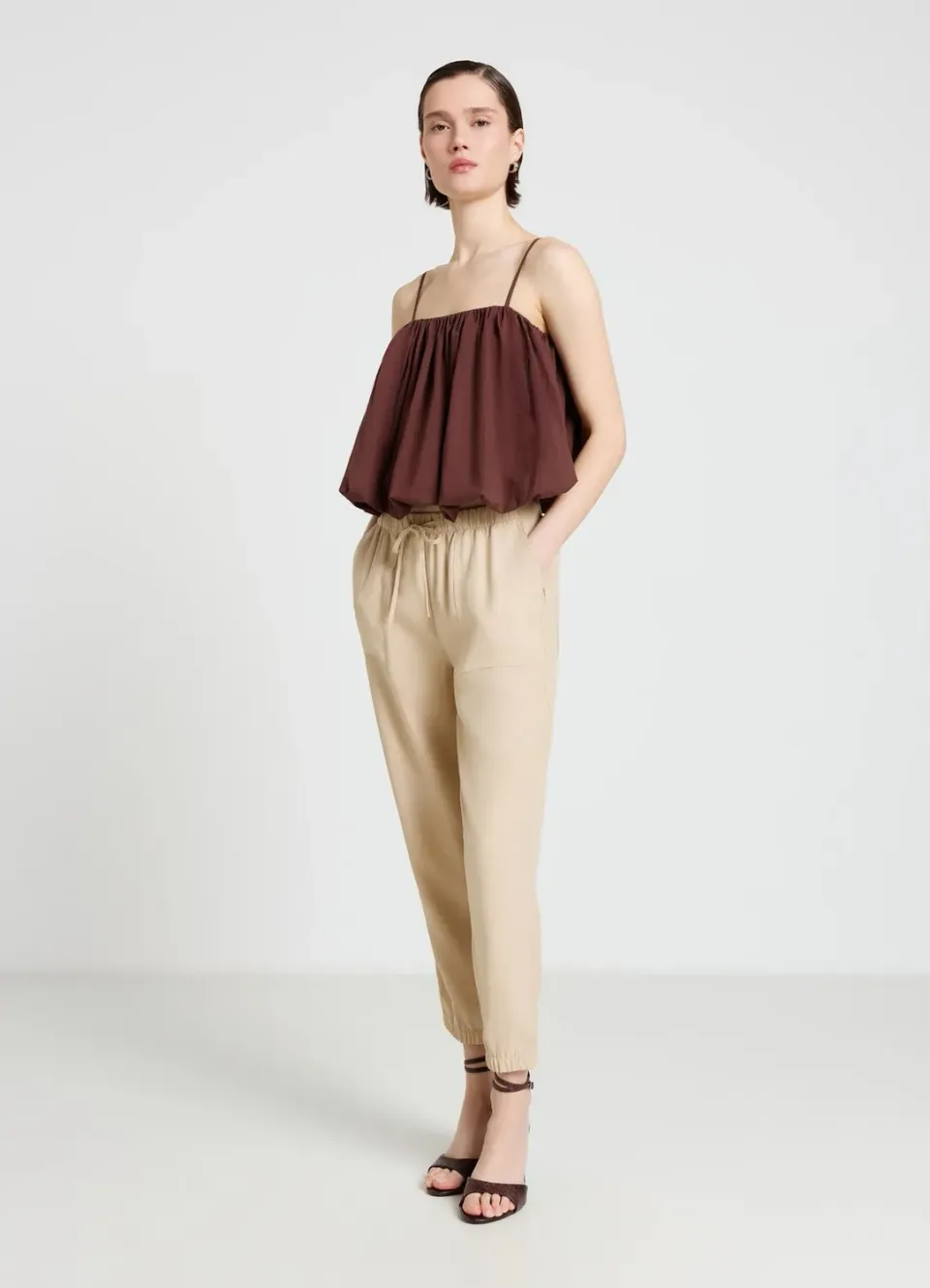 Calliope top ballon femme bretelles fines uni