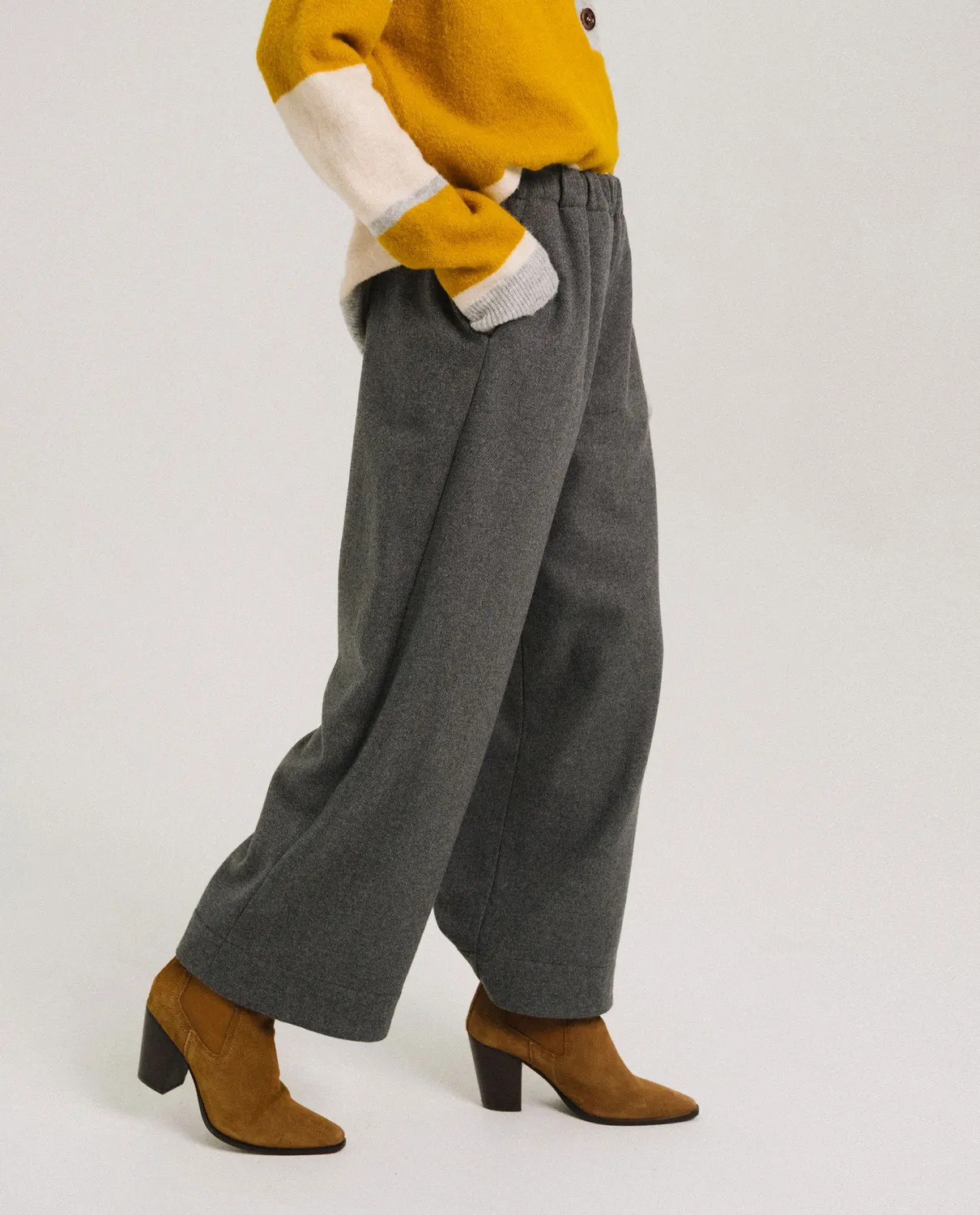 Tinsels Djoudi pantalon gris gabardine laine
