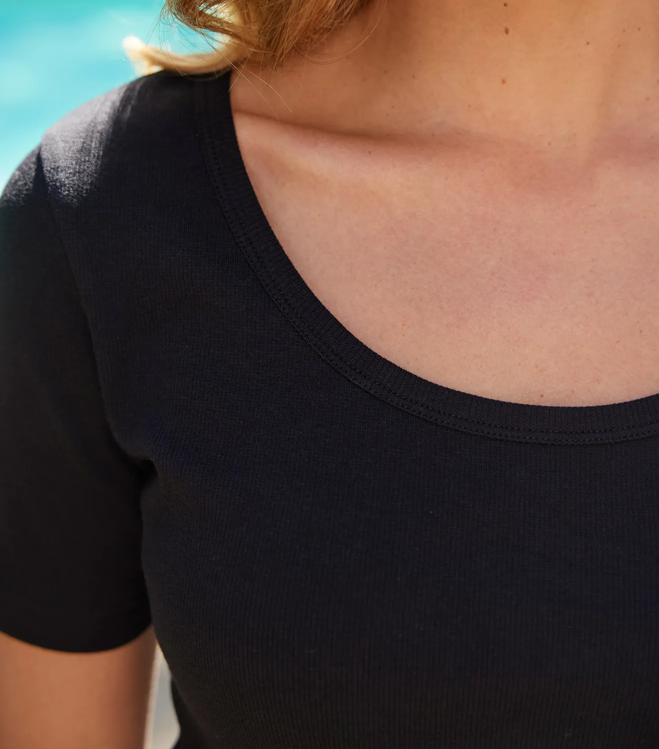 Cocorico Intemporel Côtelé t-shirt femme Noir coton