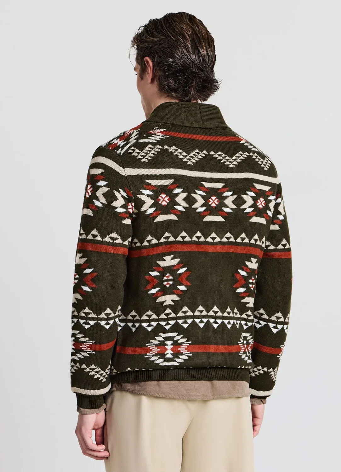 Calliope Cardigan gilet homme L motif navajo châle