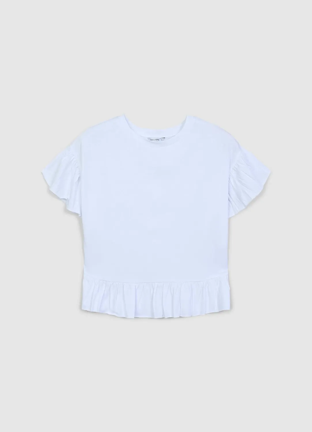 Calliope T-shirt volants coton femme col rond