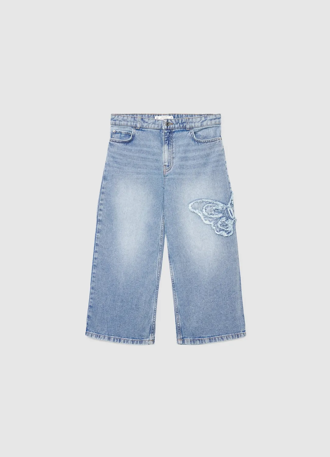 Calliope jean crop papillon fille stonewash