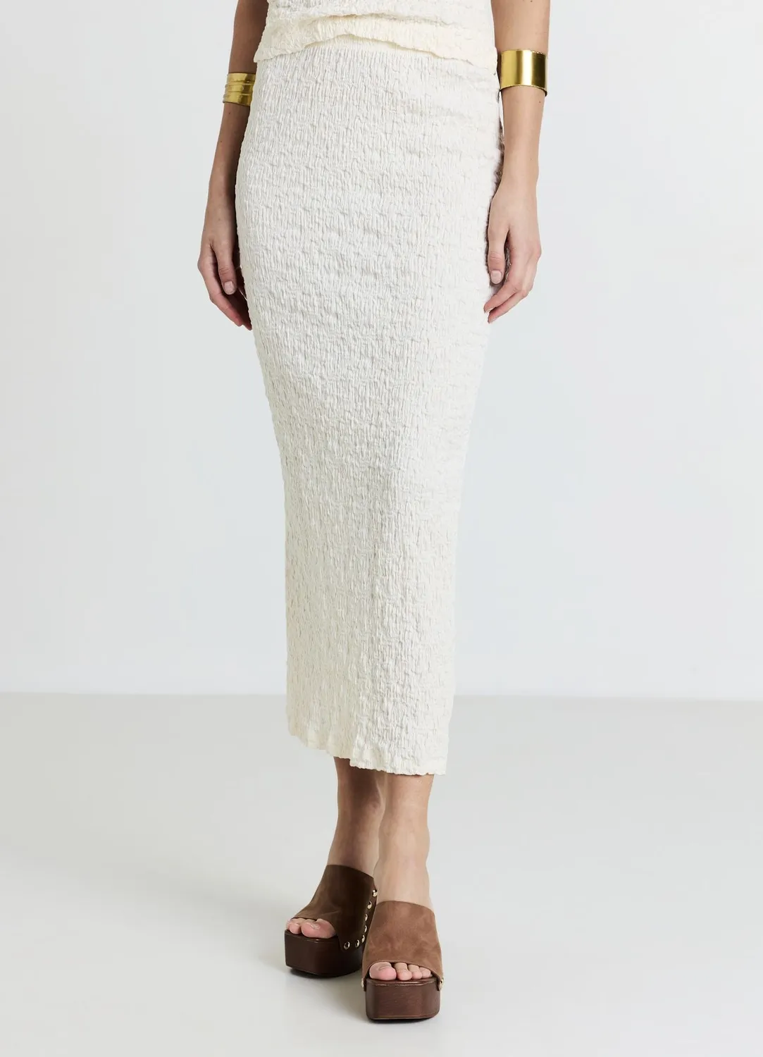 Calliope jupe midi fente dos femme coton bubble