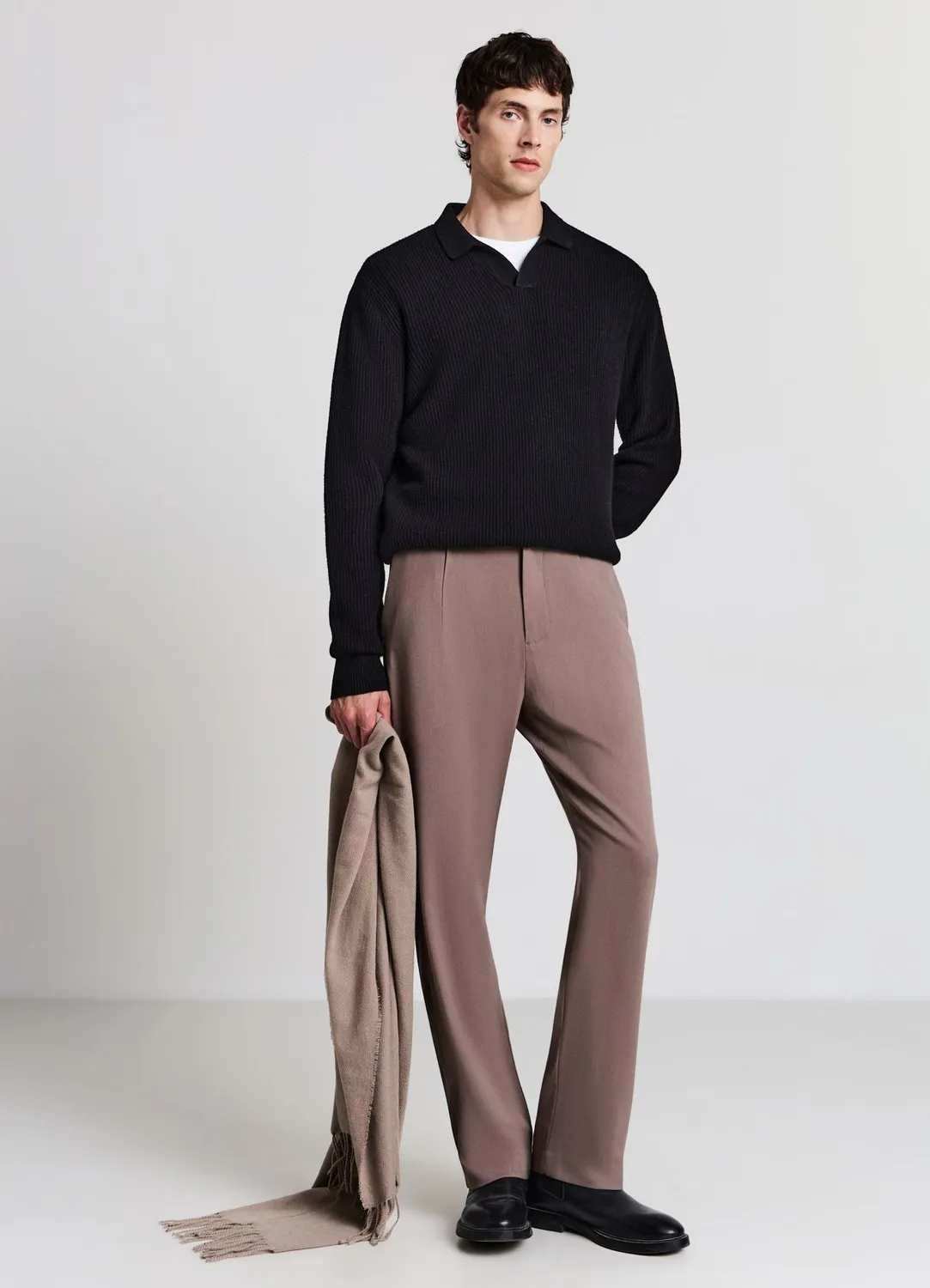 Calliope Pull polo côtelé homme manches longues regular
