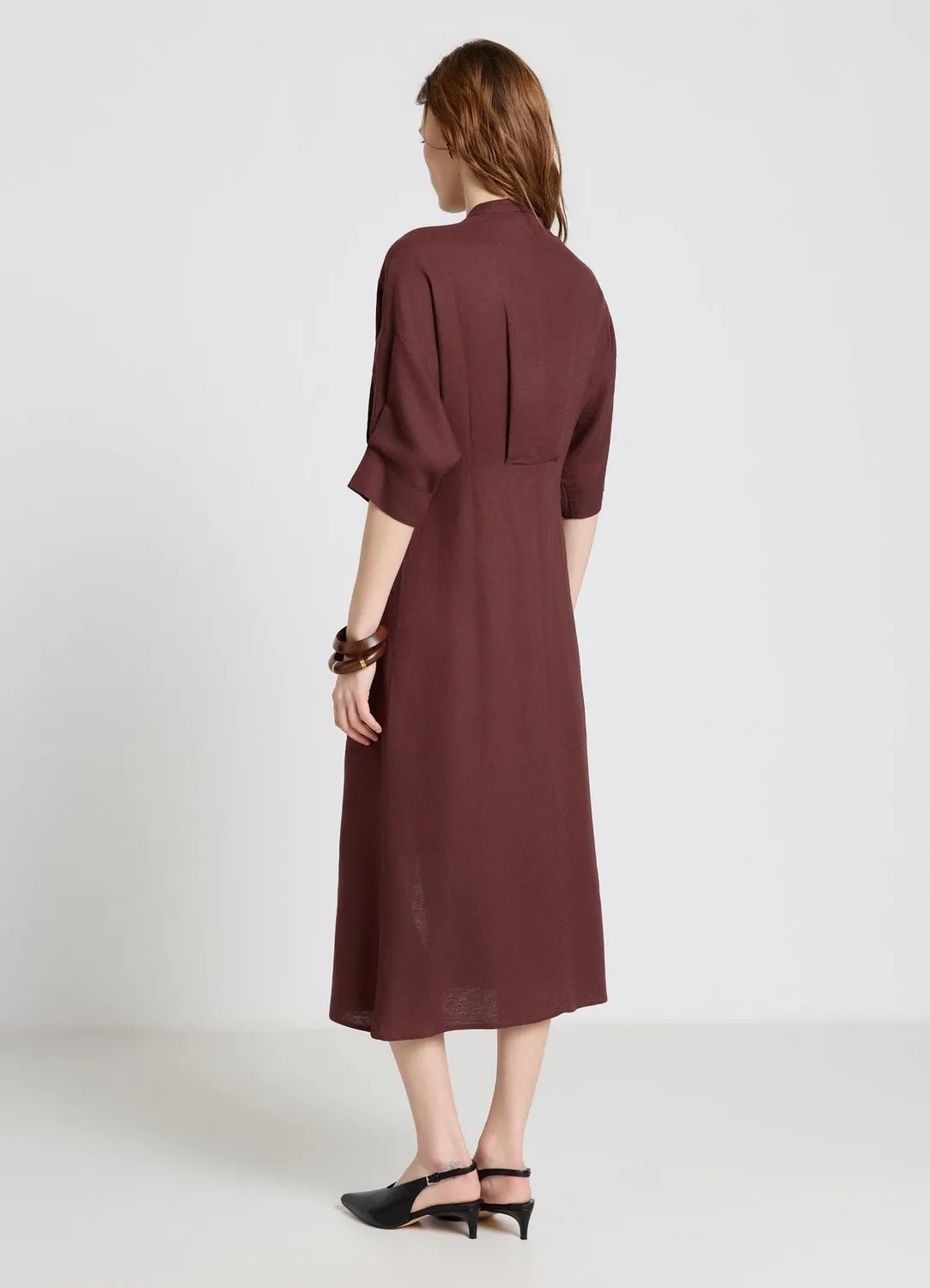 Calliope Atelier robe chemisier col mao 3/4