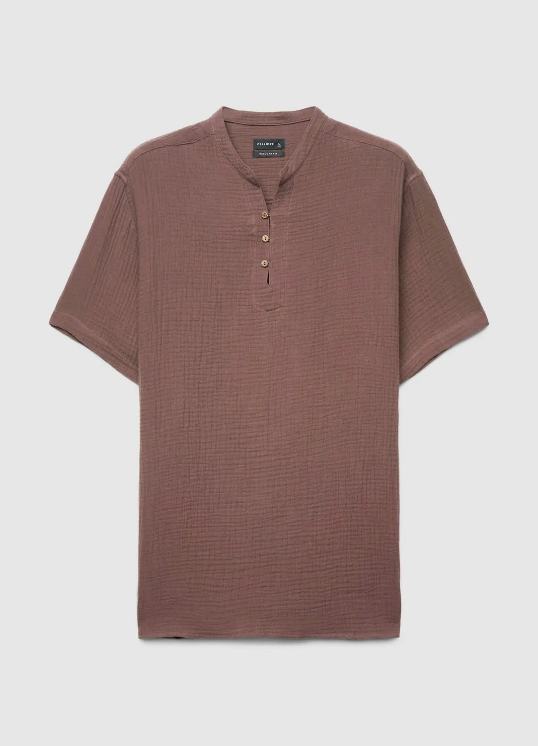 Calliope Chemise Homme Col Coréen Manches Courtes