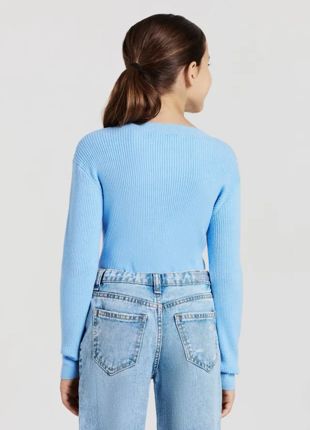 Calliope pull crop côtelé fille manches longues