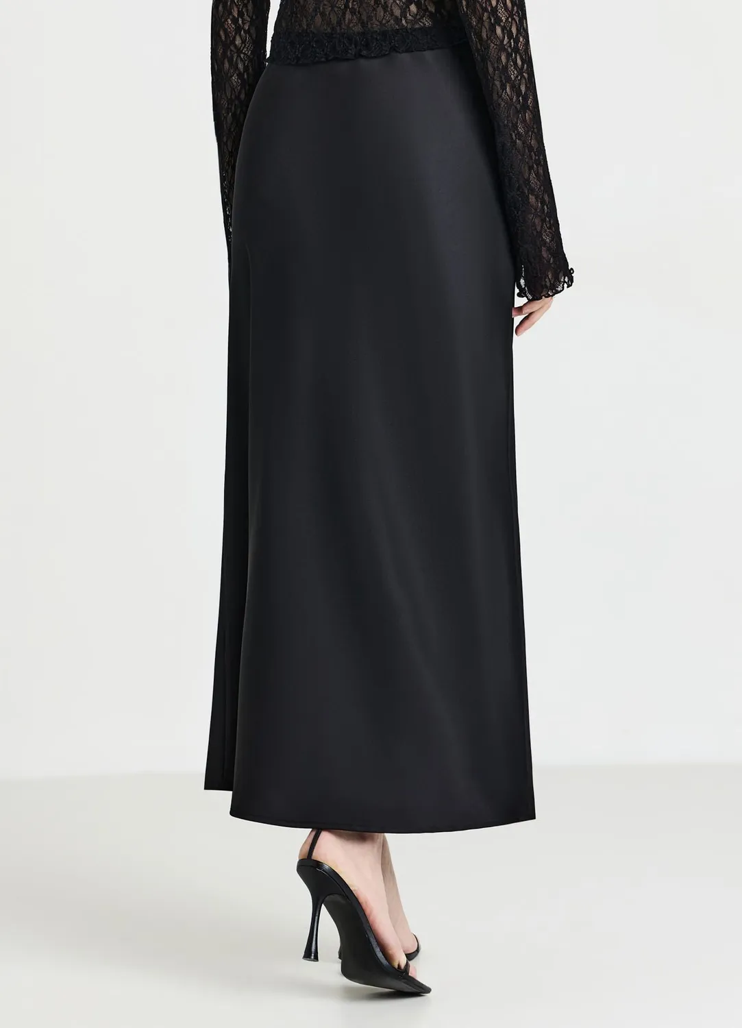 Calliope jupe midi simil satin femme taille S unie