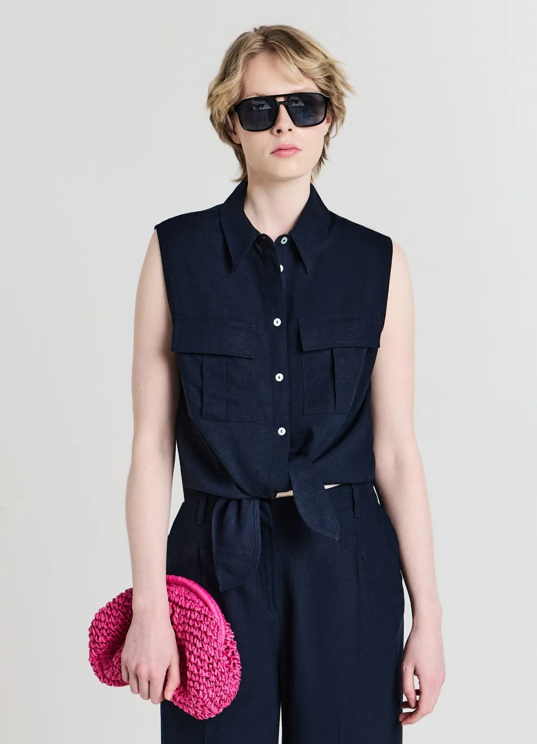 Calliope Chemise sans manches lin nouée femme
