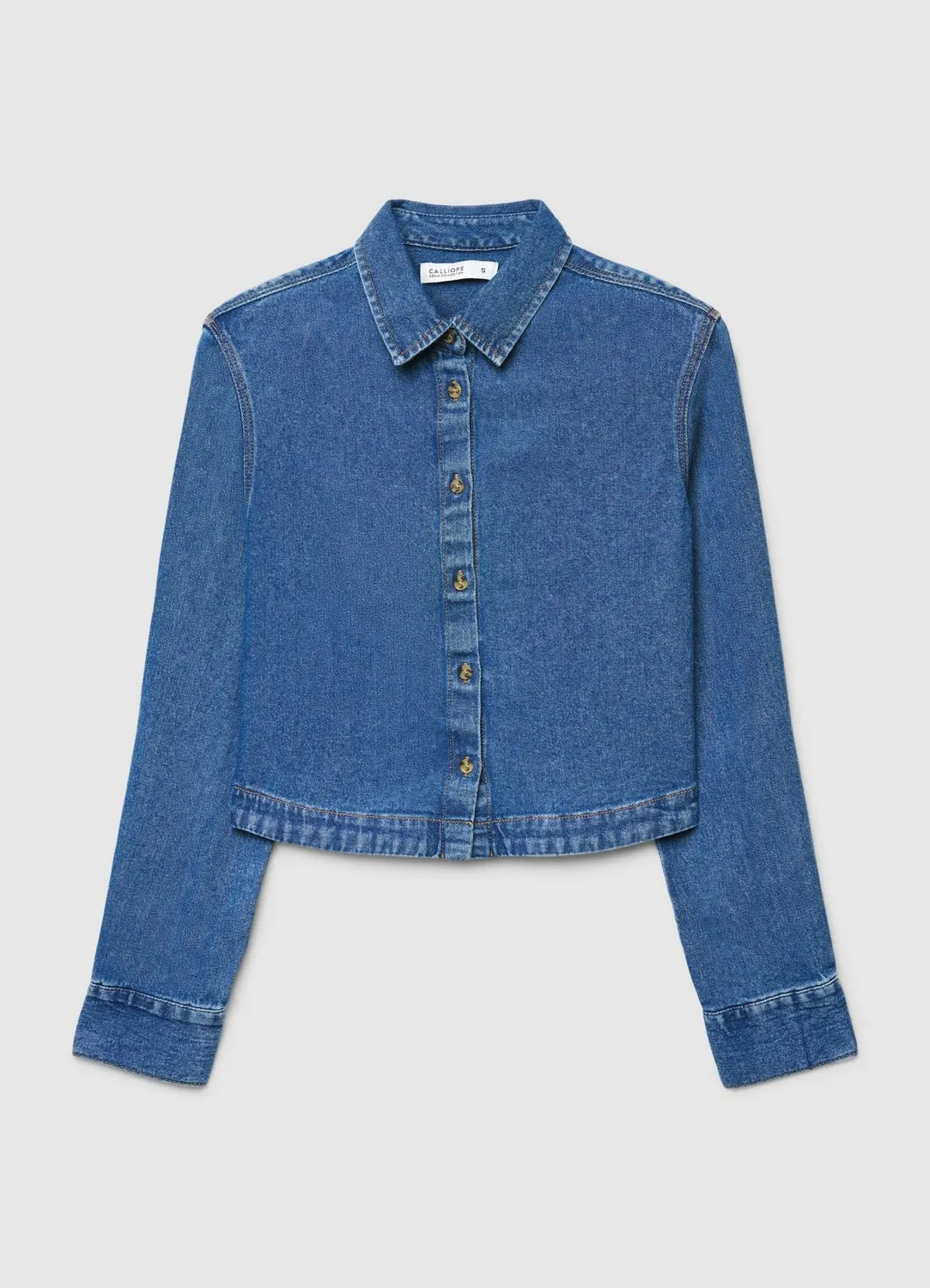 Calliope chemise denim crop femme manches longues