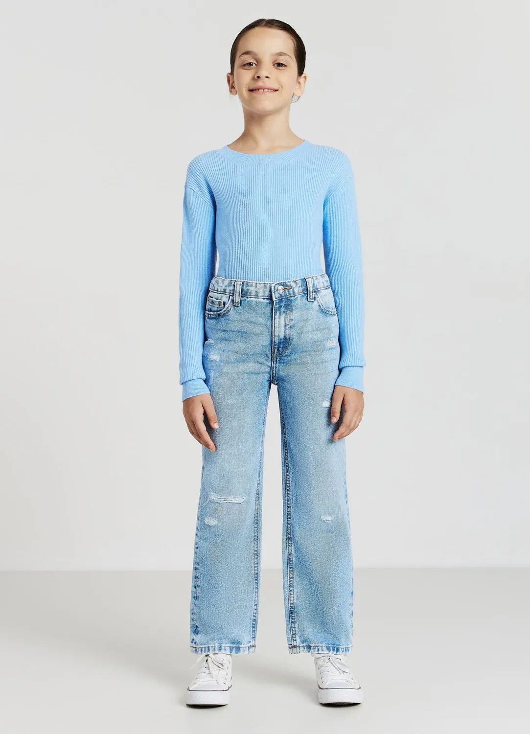 Calliope pull crop côtelé fille manches longues