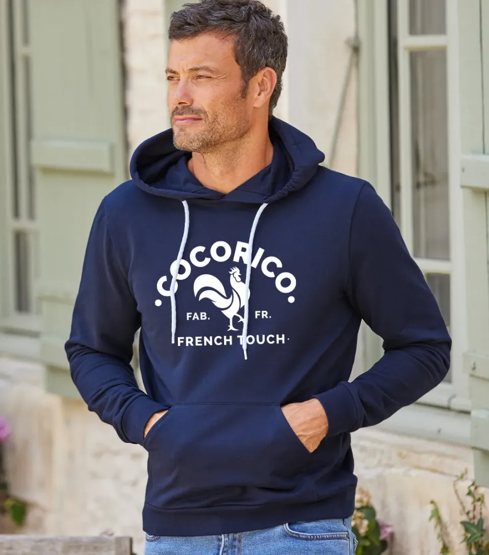 Cocorico Coq Français hoodie homme marine coton