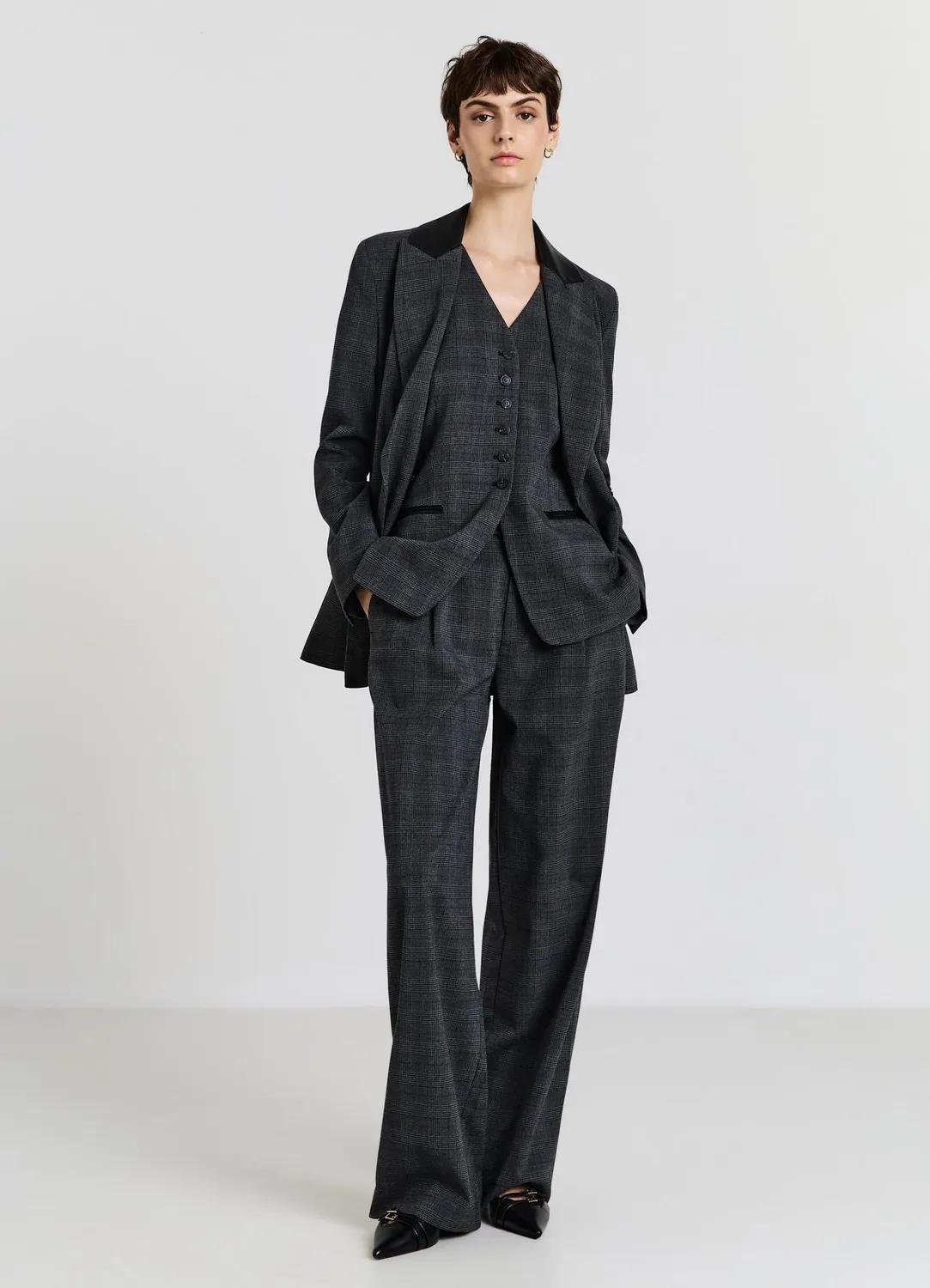 Calliope pantalon palazzo femme Prince de Galles