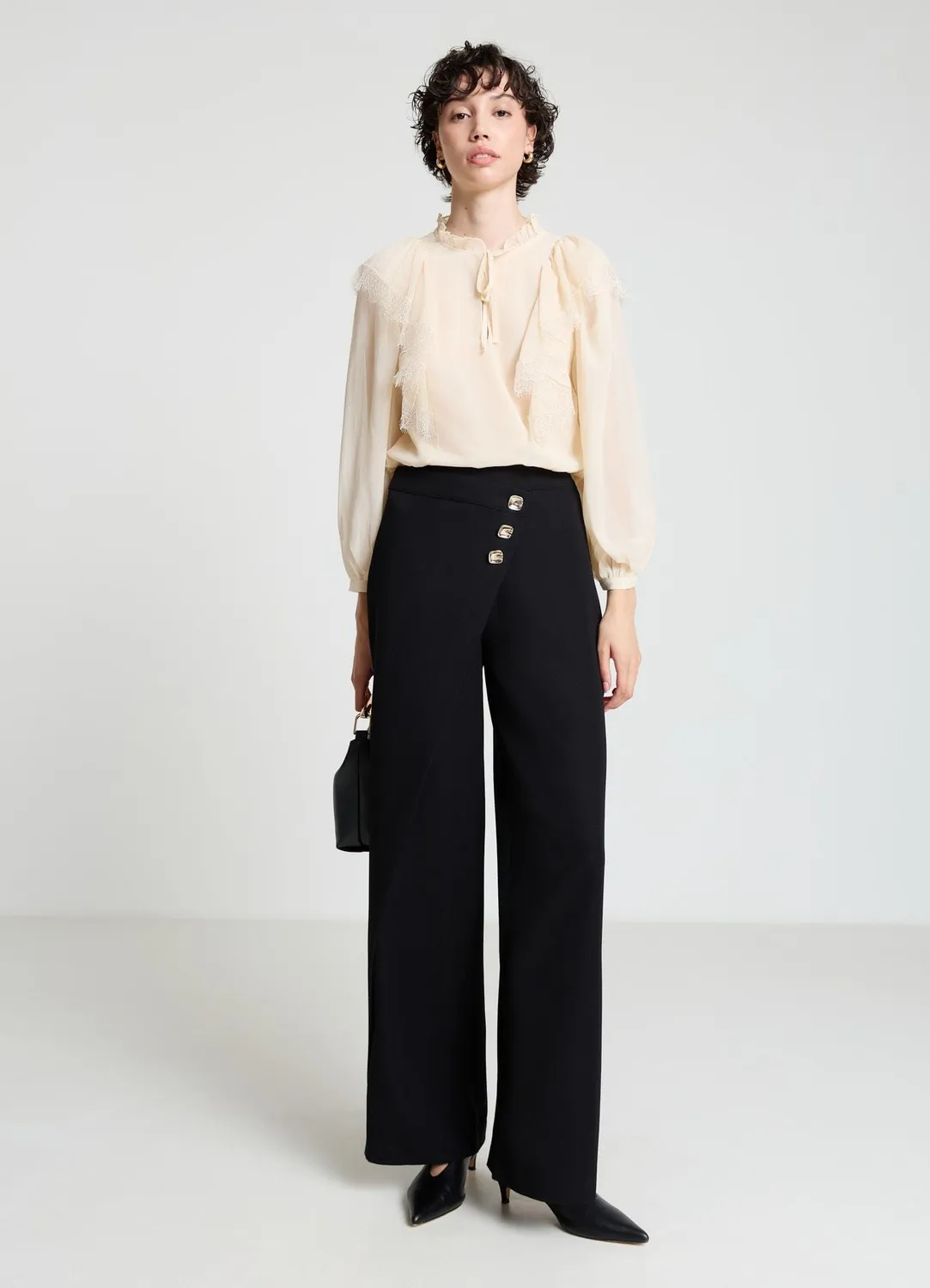 Calliope pantalon portefeuille wide leg uni femme