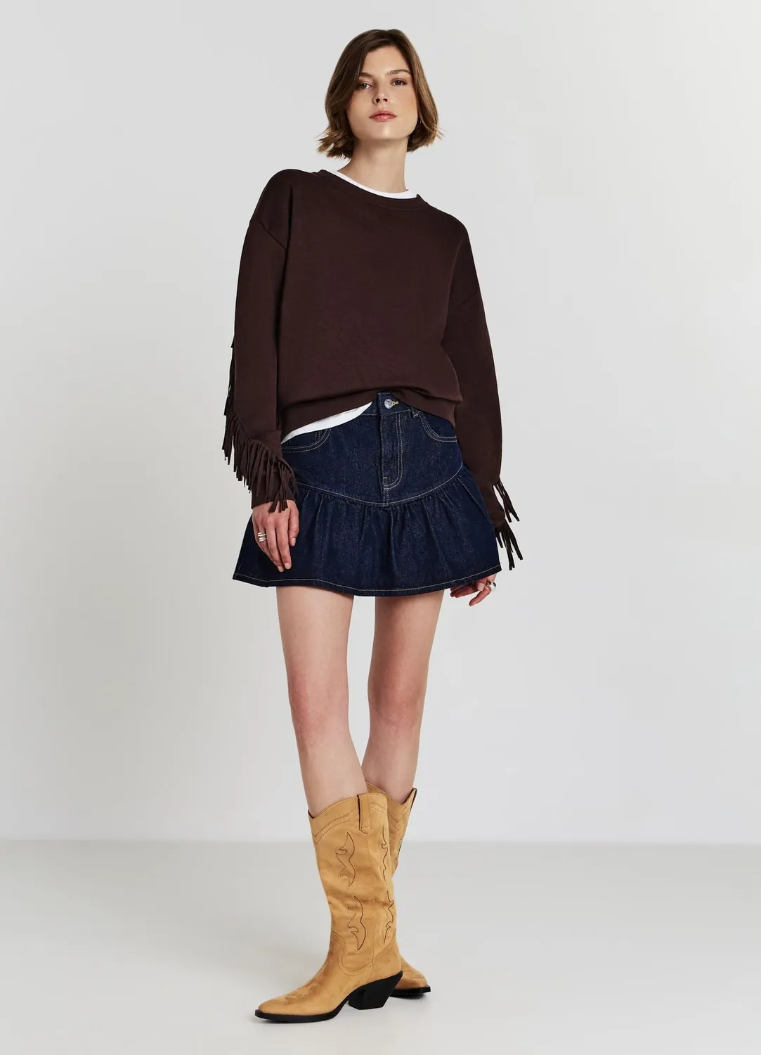 Calliope sweat femme franges col rond