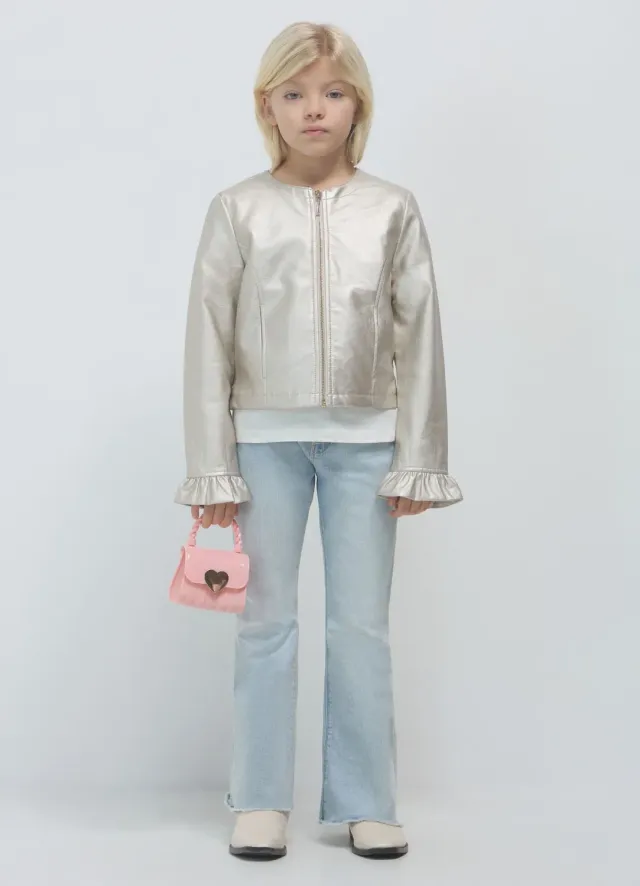 Calliope Blouson biker simili cuir volants fille