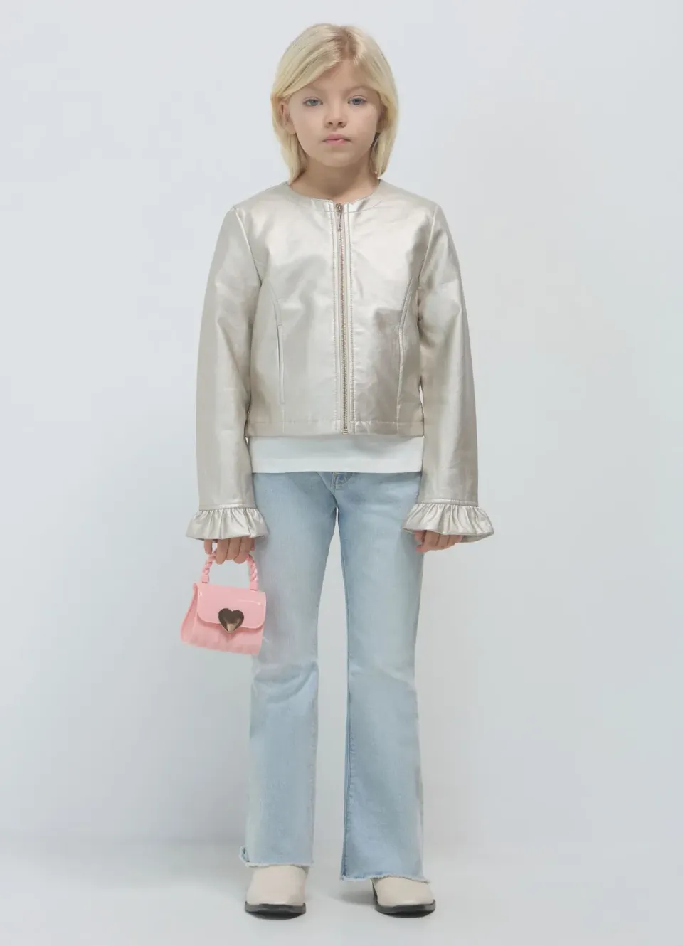 Calliope Blouson biker simili cuir volants fille
