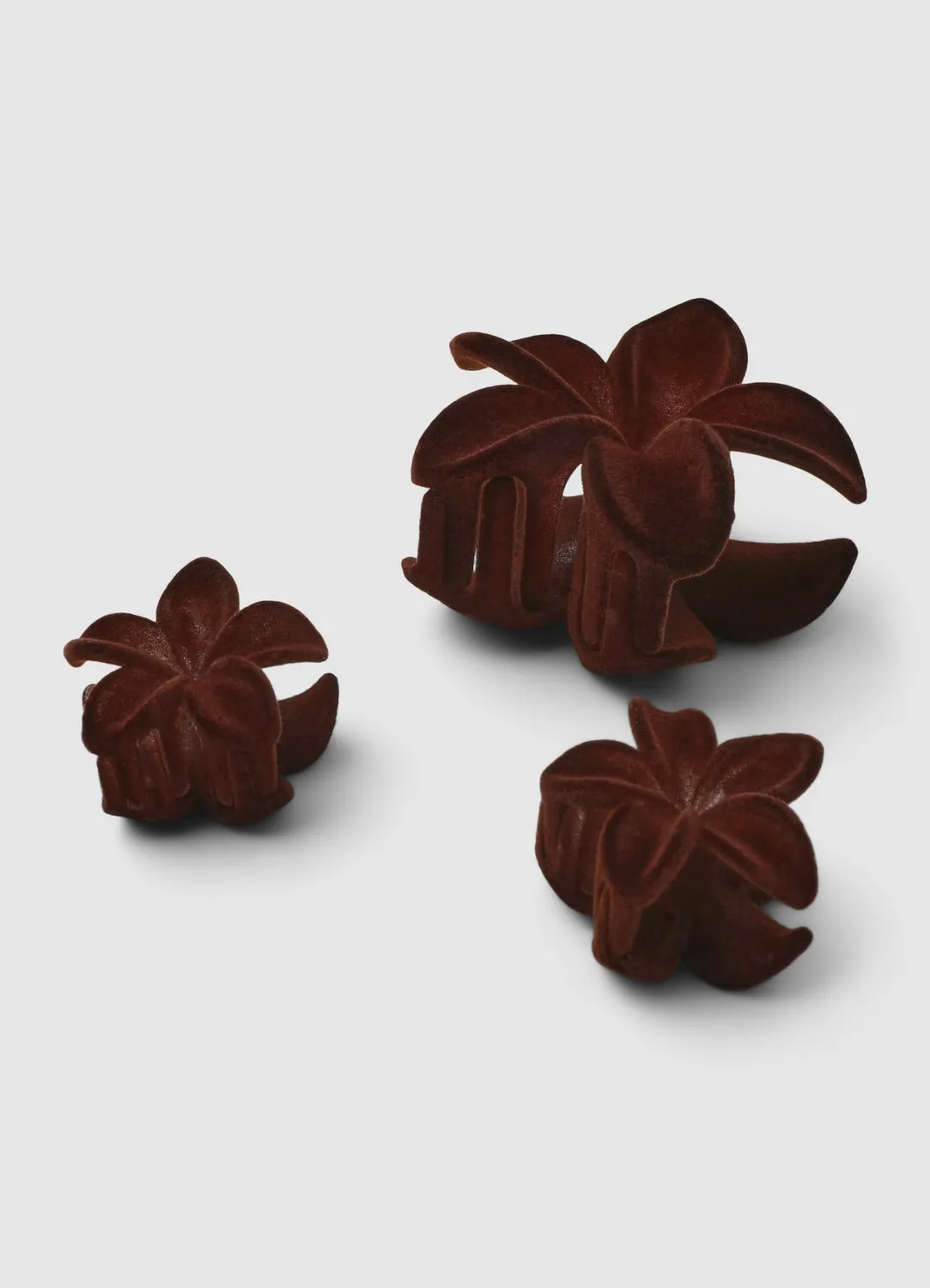 Calliope lot 3 pinces cheveux fleur effet flock
