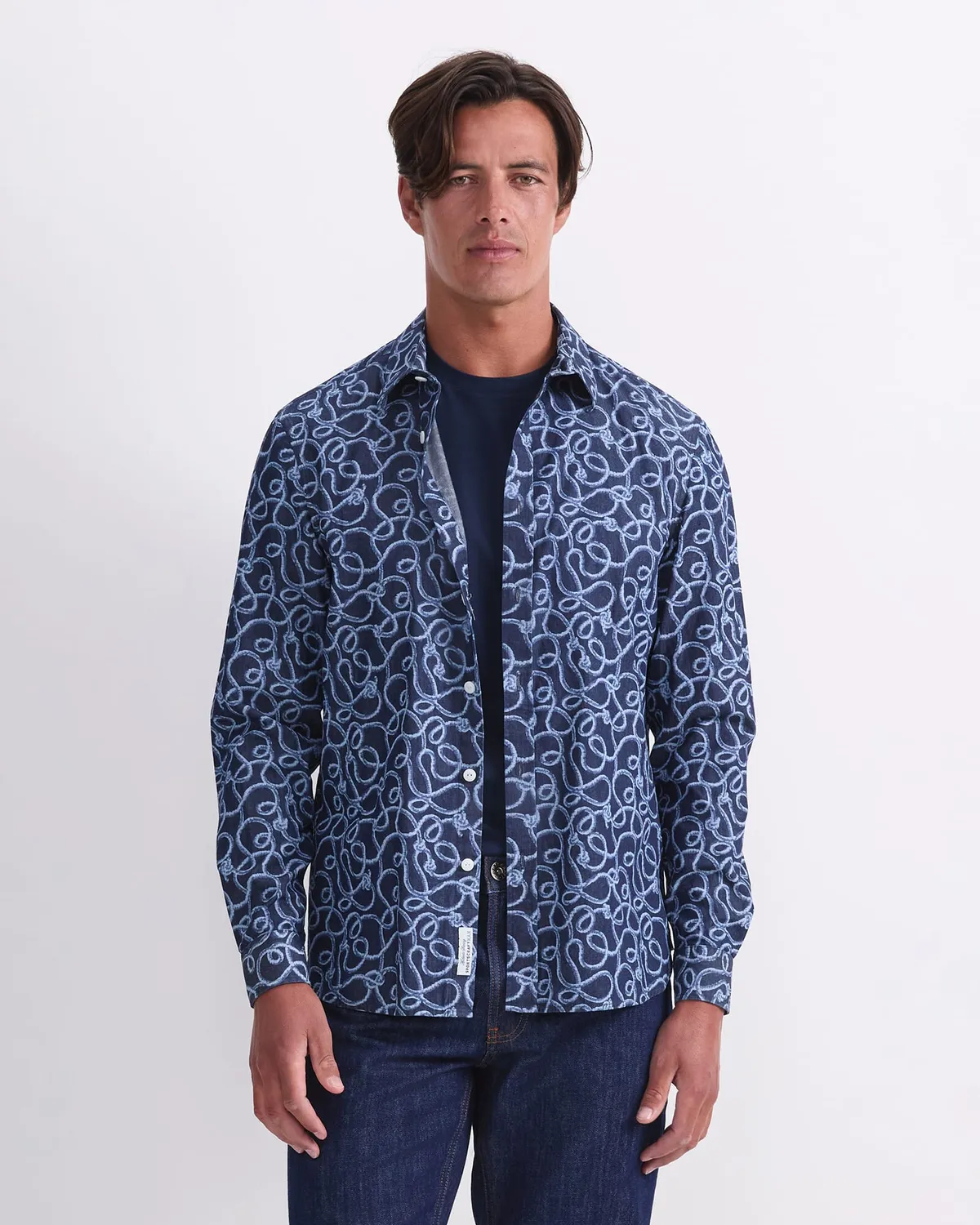 Sportscraft Rope Long Sleeve Print Shirt chemise denim homme