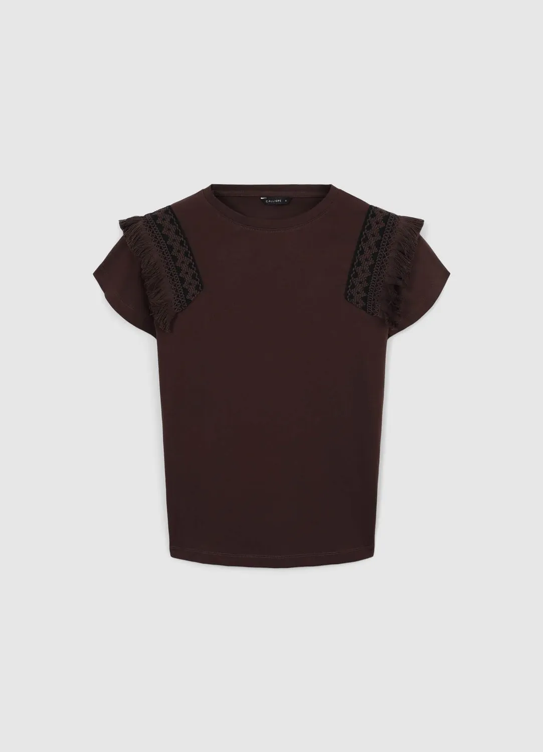 Calliope T-shirt Passementerie Femme Coton Col Rond