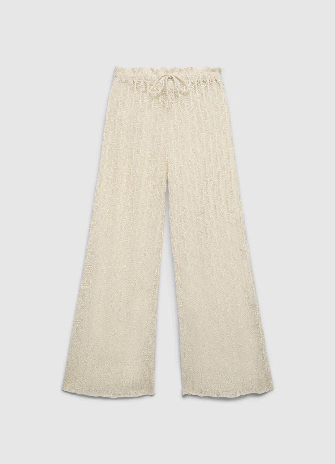 Calliope pantalon long dentelle femme taille elastiquee ajoure