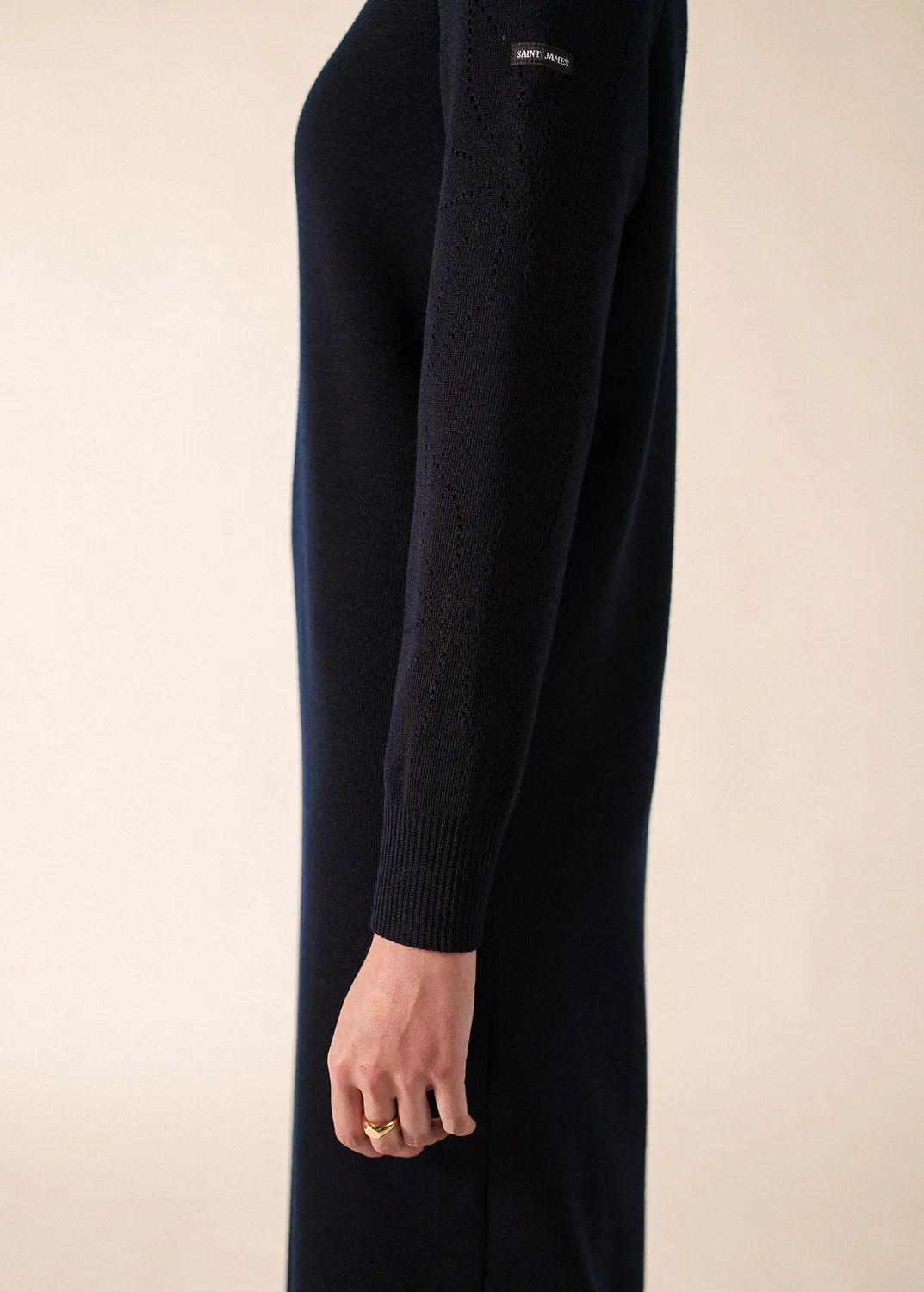Saint James Ascou robe navy laine coupe droite