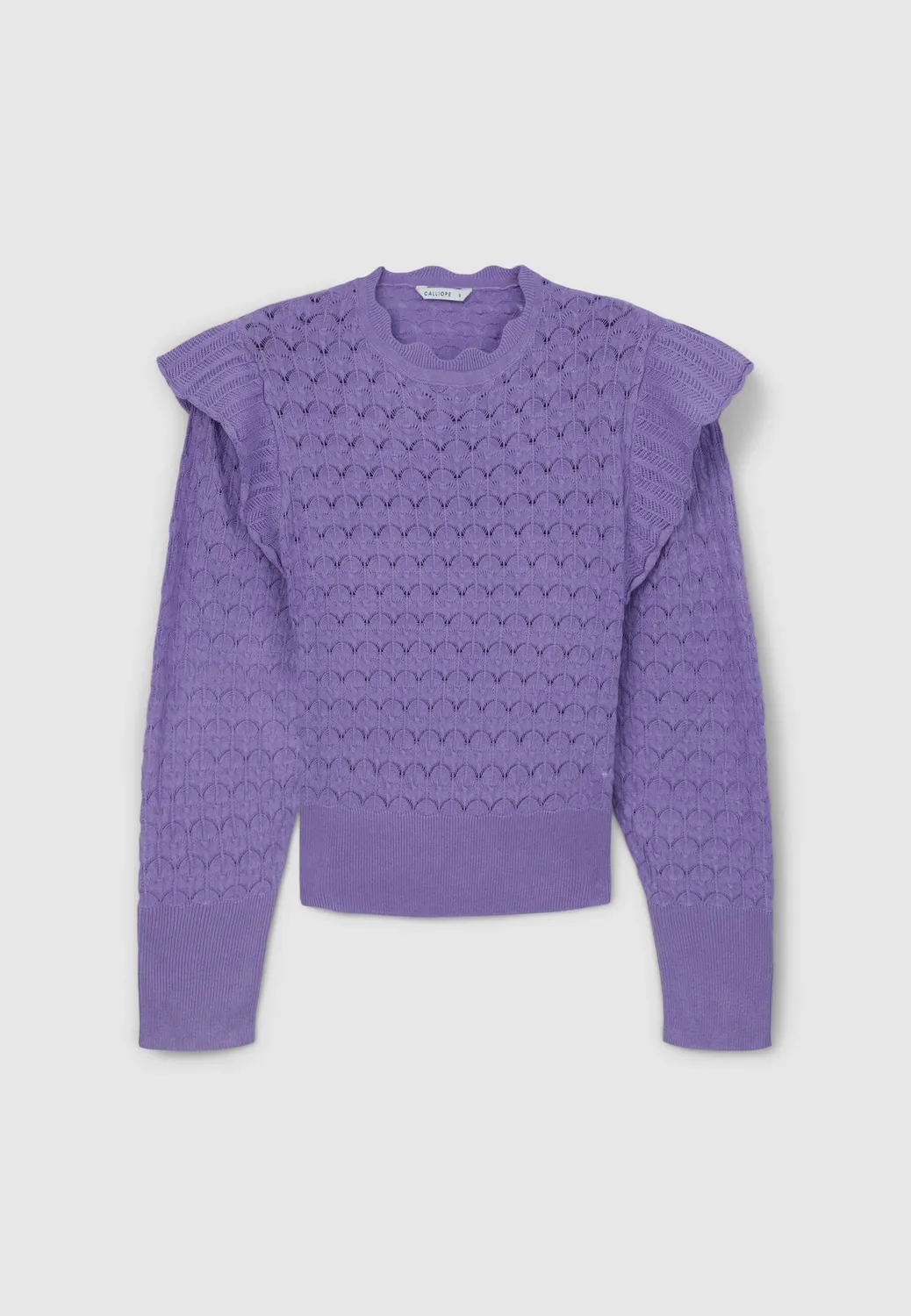 Calliope pull ajouré volants femme manches longues