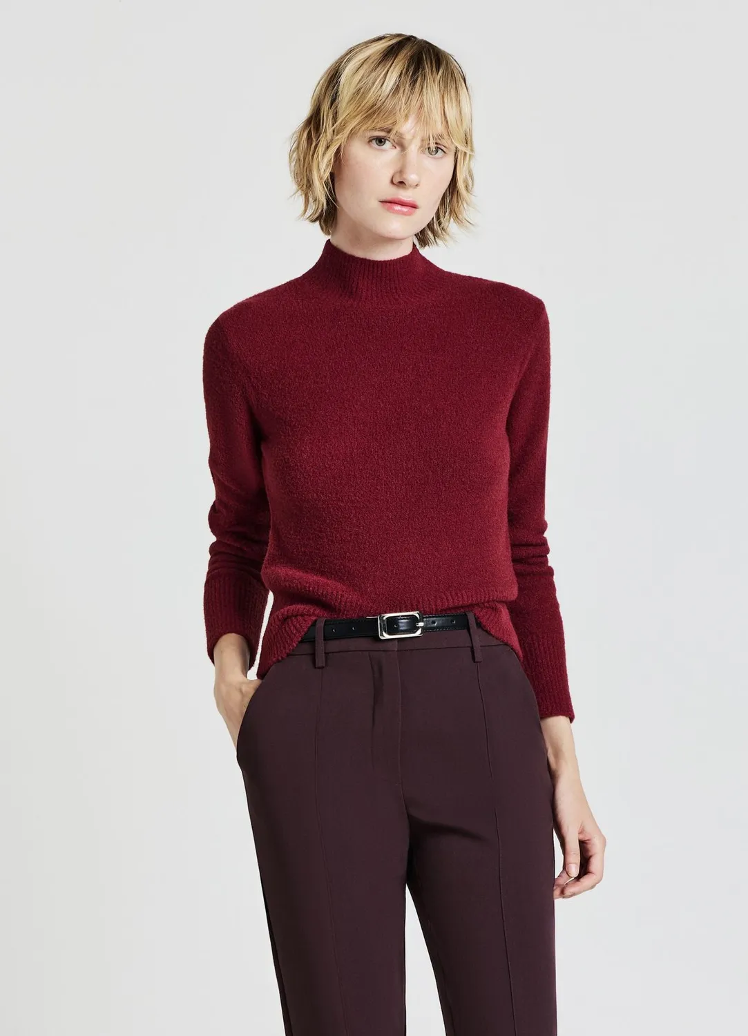 Calliope pull col montant femme manches longues uni