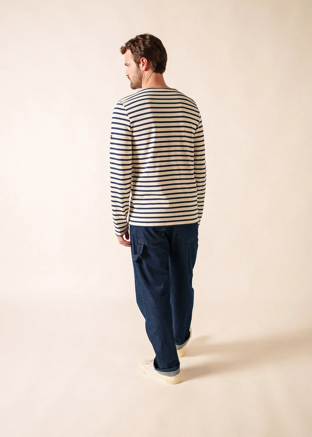 Saint James Méridien marinière écru/marine coton